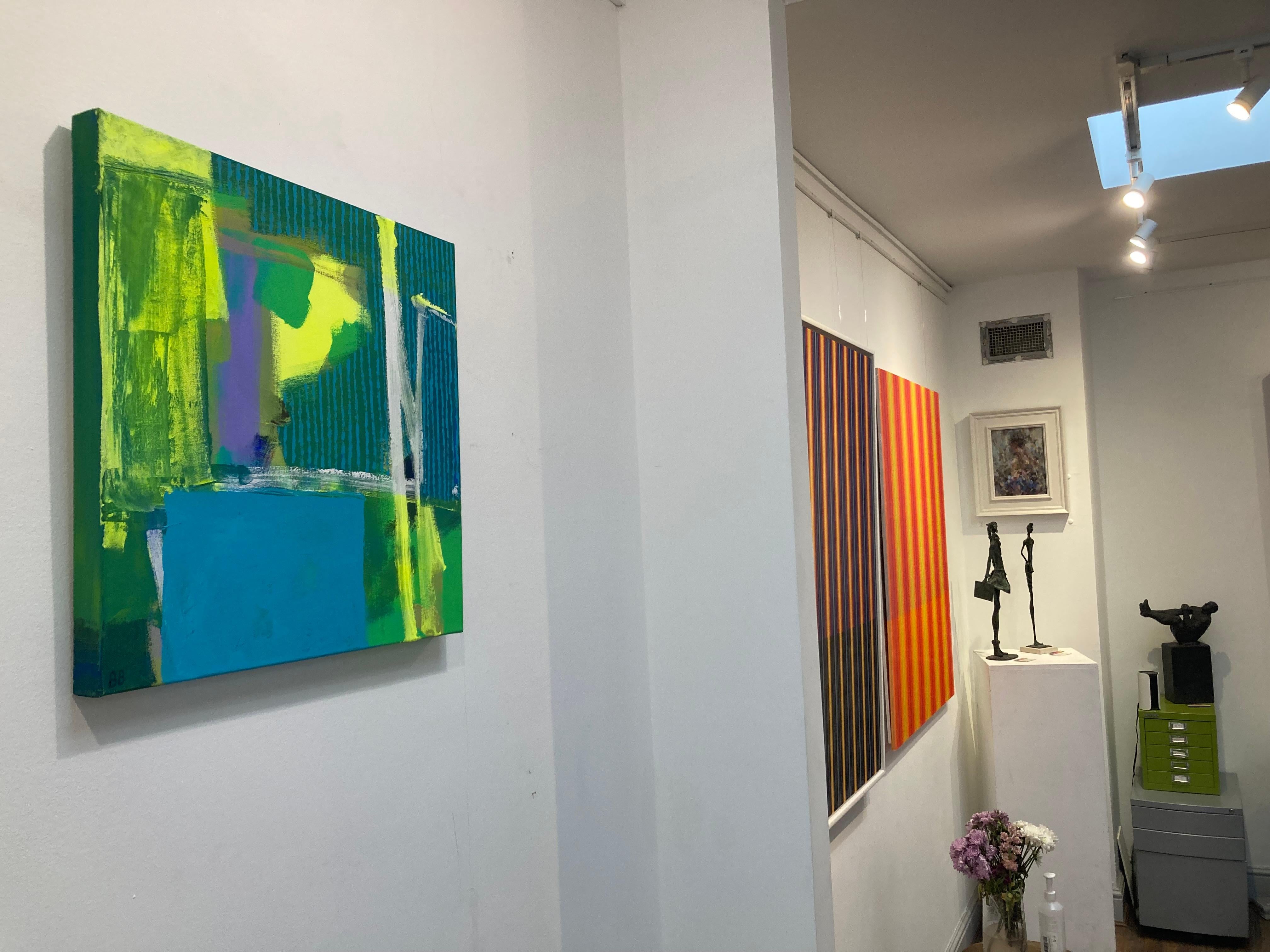 Tahití - pintura acrílica abstracta contemporánea, colorista y atrevida en venta 4