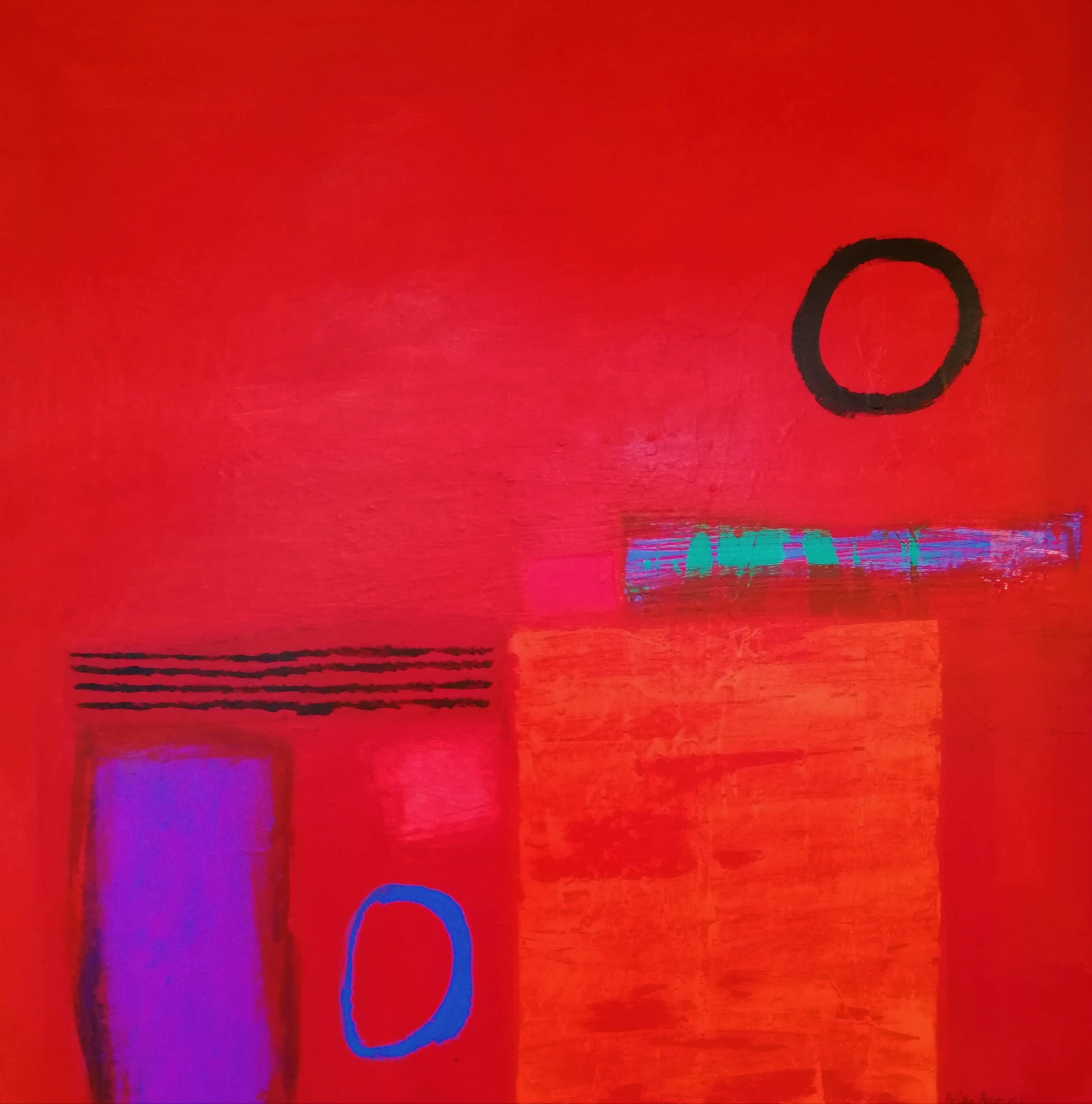 Brian Bartlett Abstract Painting - Tango - contemporary bright red abstract acrylic painting