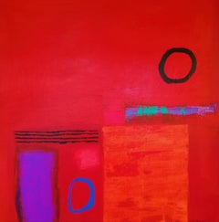 Tango - contemporary bright red abstract acrylic painting