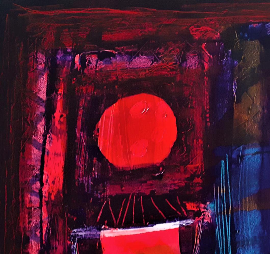 Hacia Corton - Arte Abstracto Contemporáneo: Acrílico sobre lienzo - Abstract Painting Negro de Brian Bartlett