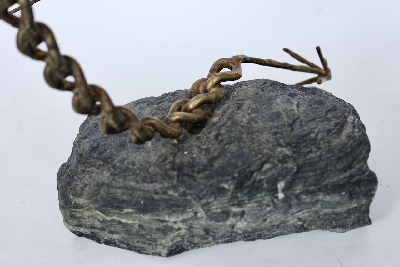 Scultura da tavolo con mongolfiera di Brian Bijan in rame, ottone e pietra in vendita 4