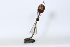 Brian Bijan Hot Air Balloon Table Top Sculpture in Copper, Brass & Stone