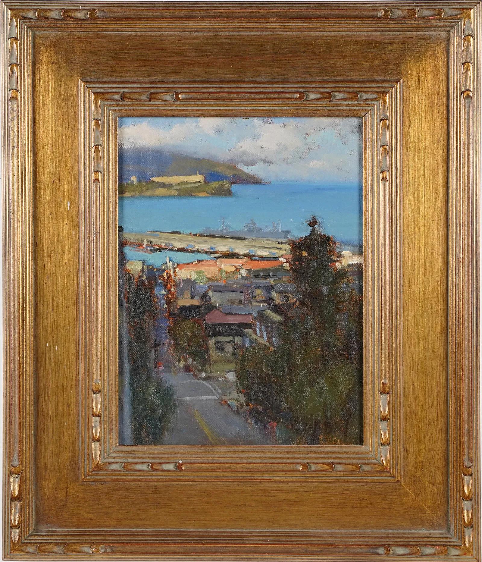 Brian Blood Abstract Painting - Vintage American School Impressionist San Francisco View Landscape Oil Painting