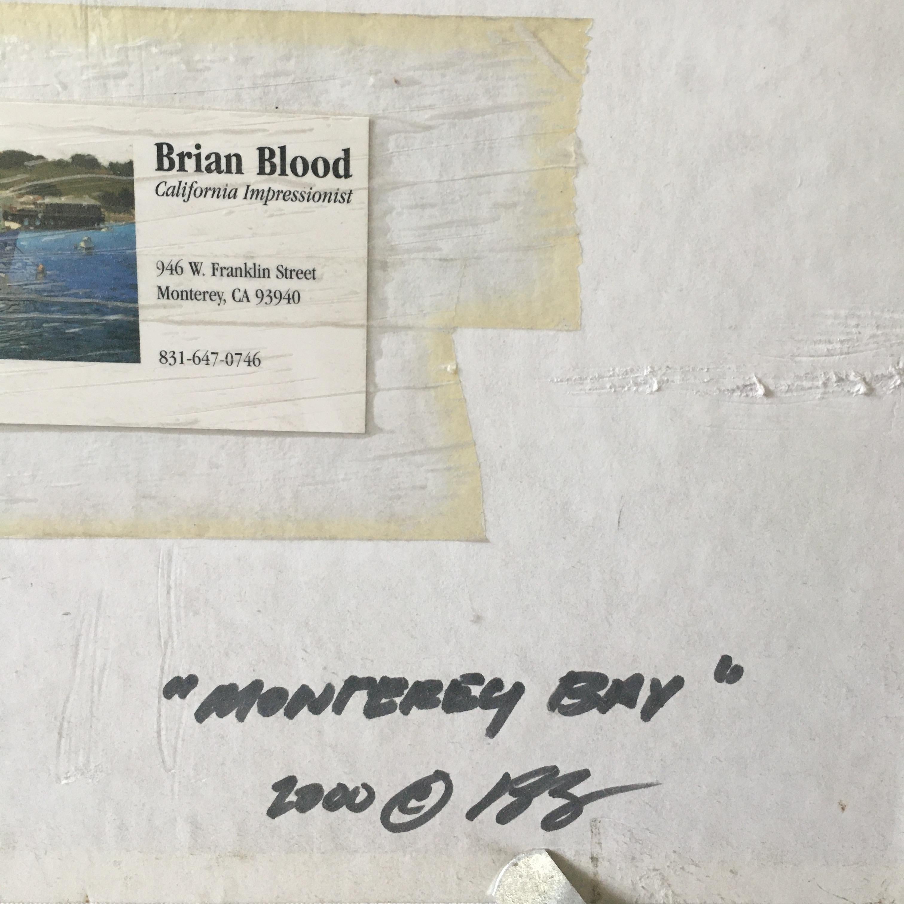 Peinture impressionniste californienne de paysage marin en plein air « Montrey Bay » de Brian Blood en vente 5