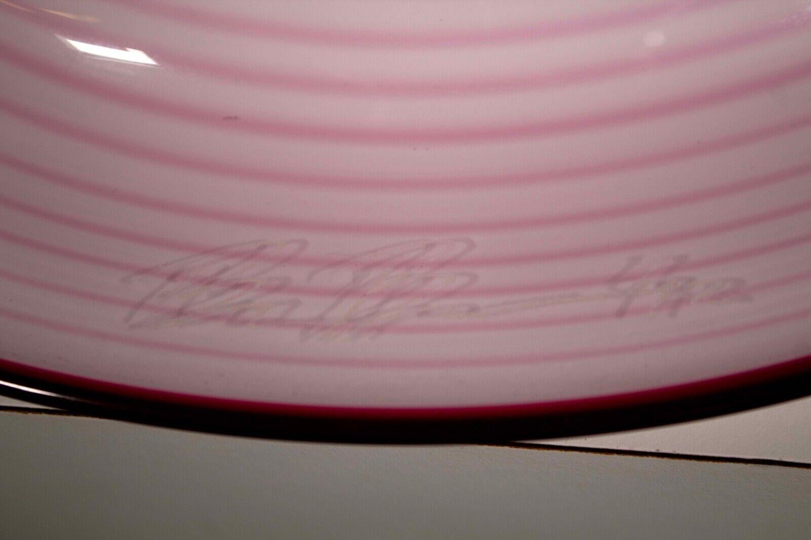 Brian Brenno Signed Studio Art Blown Glass Life Size Pink Hat on Stand 1990s 3