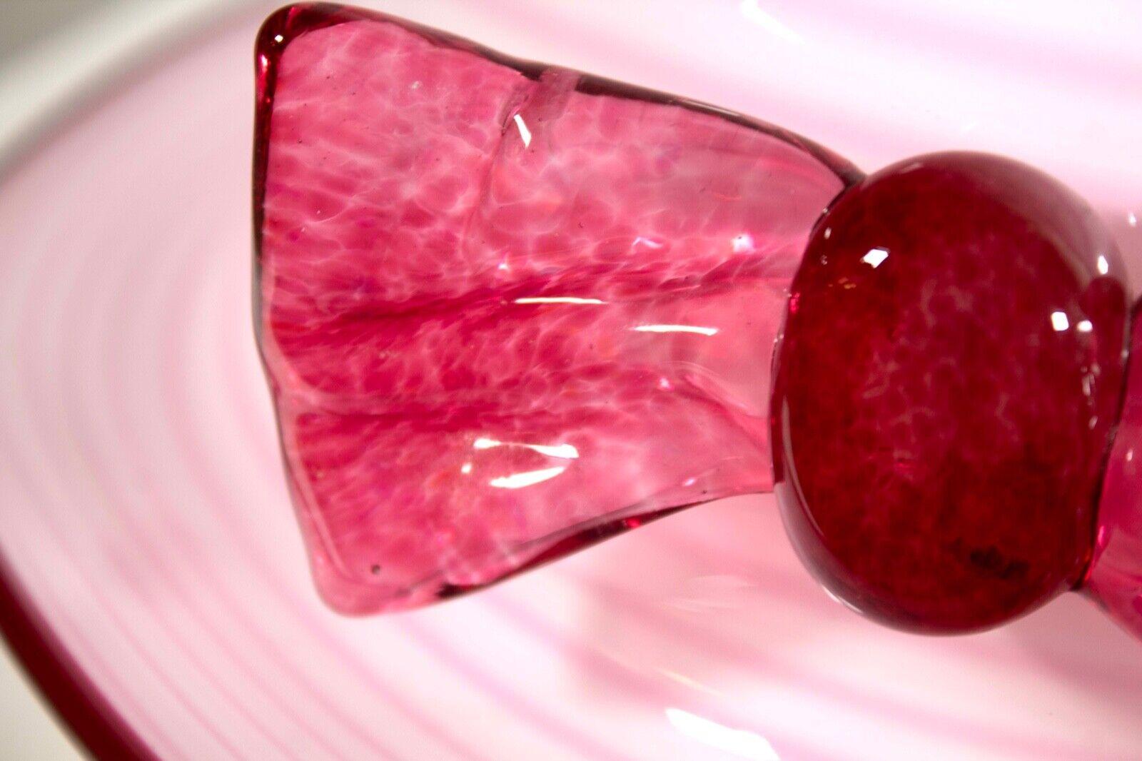 Art Glass Brian Brenno Signed Studio Art Blown Glass Life Size Pink Hat on Stand 1990s