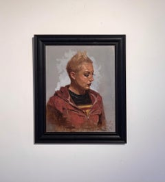 "Senza titolo" di Brian Busch, ritratto realista originale, pittura a olio
