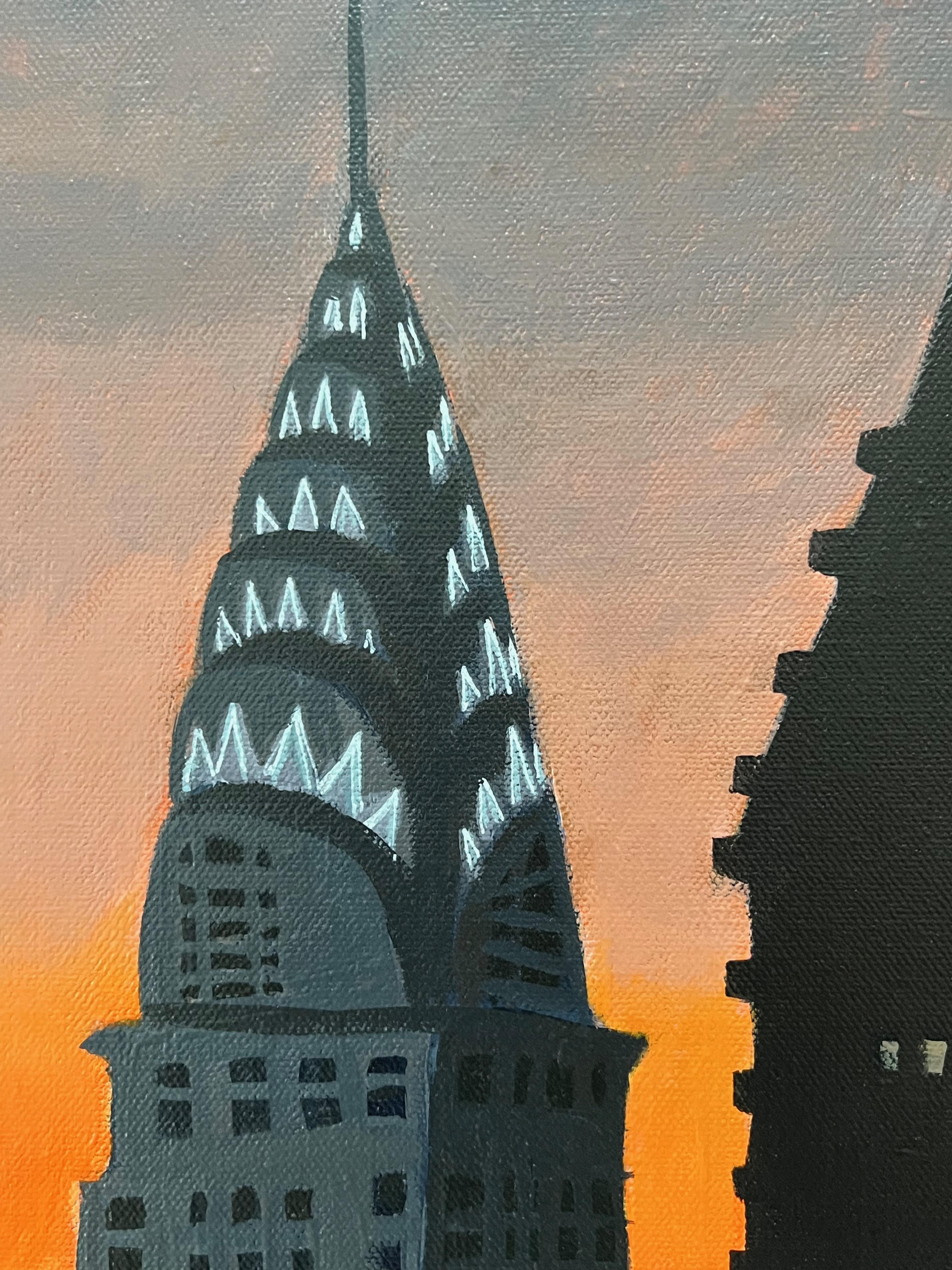 city skyline painting easy