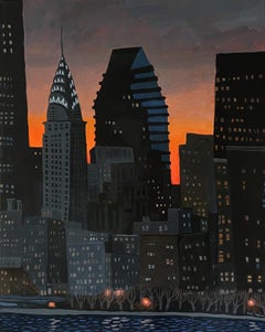 Chrysler Building au coucher du soleil, peinture originale