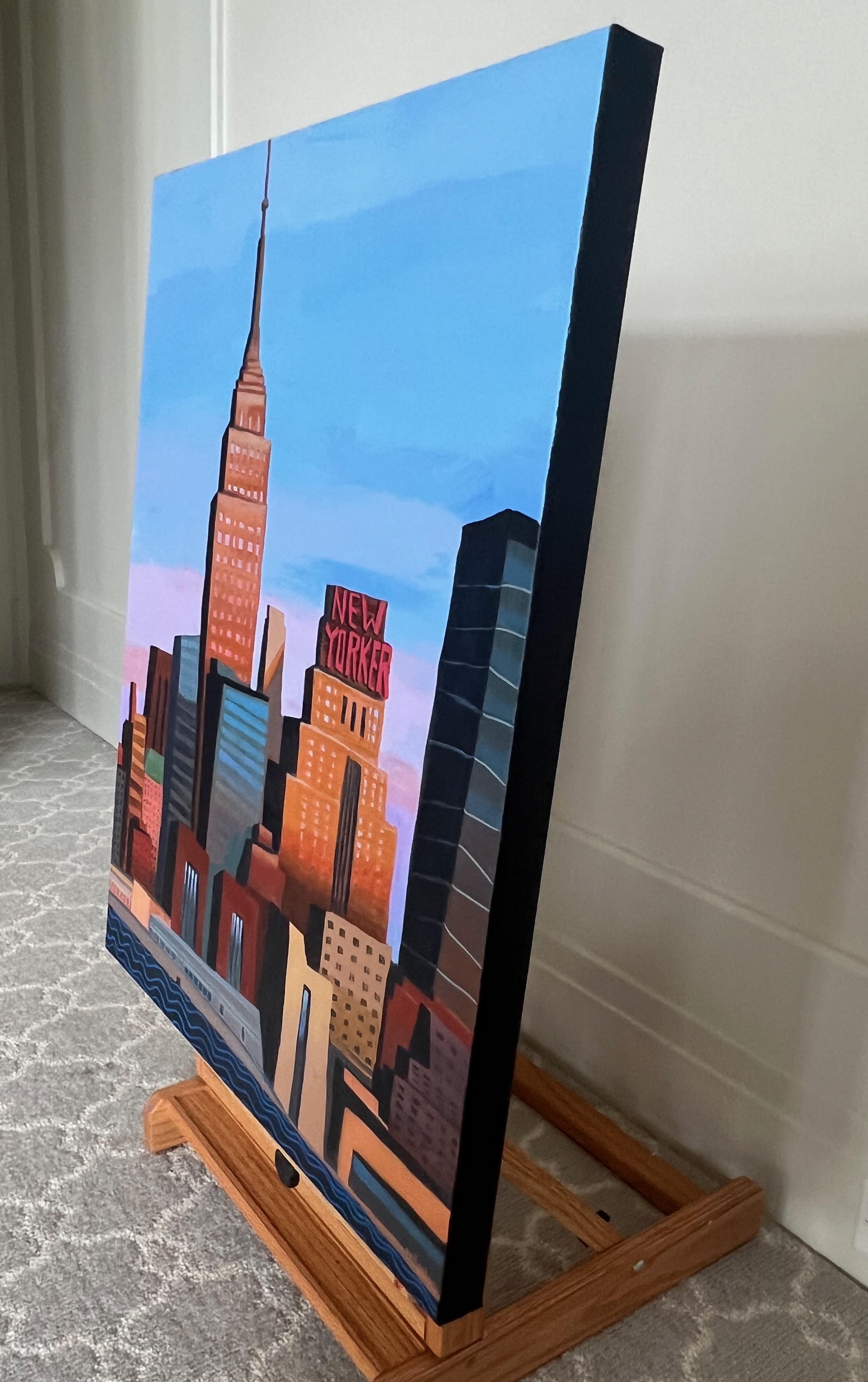 New Yorker New Yorker und Empire State Building, Originalgemälde – Painting von Brian Callaghan