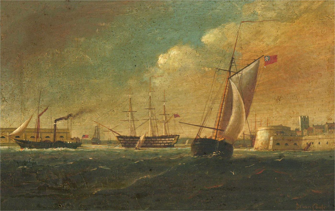 Brian Coole (b.1939) - 20th Century Oil, Merchant Navy At Portsmouth Harbor 4