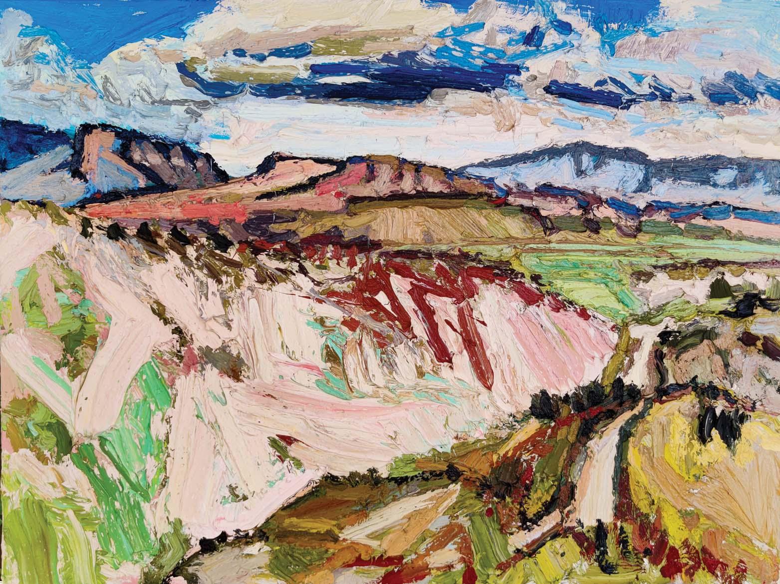 Landscape Painting Brian Cote - Nuages au-dessus du Mesa