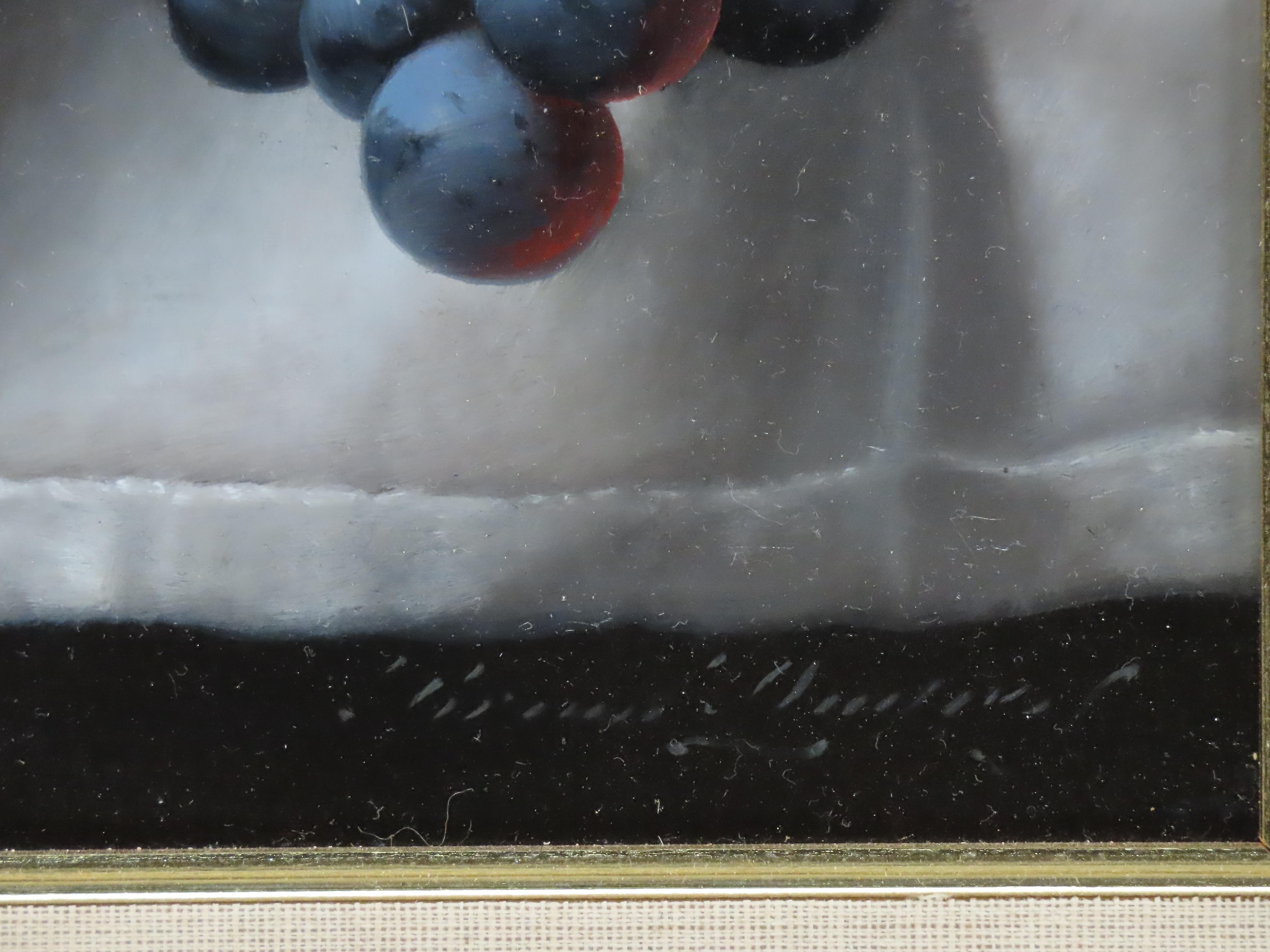 Ölgemälde auf Leinwand, BRIAN DAVIES, „Früchte und Glas“, BRIAN DAVIES im Angebot 1