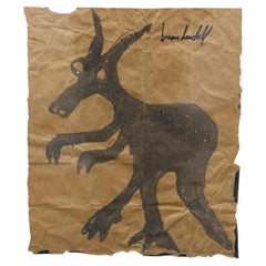 Schwarzer Kangaroo in Mischtechnik auf Papier von Brian Dondall
