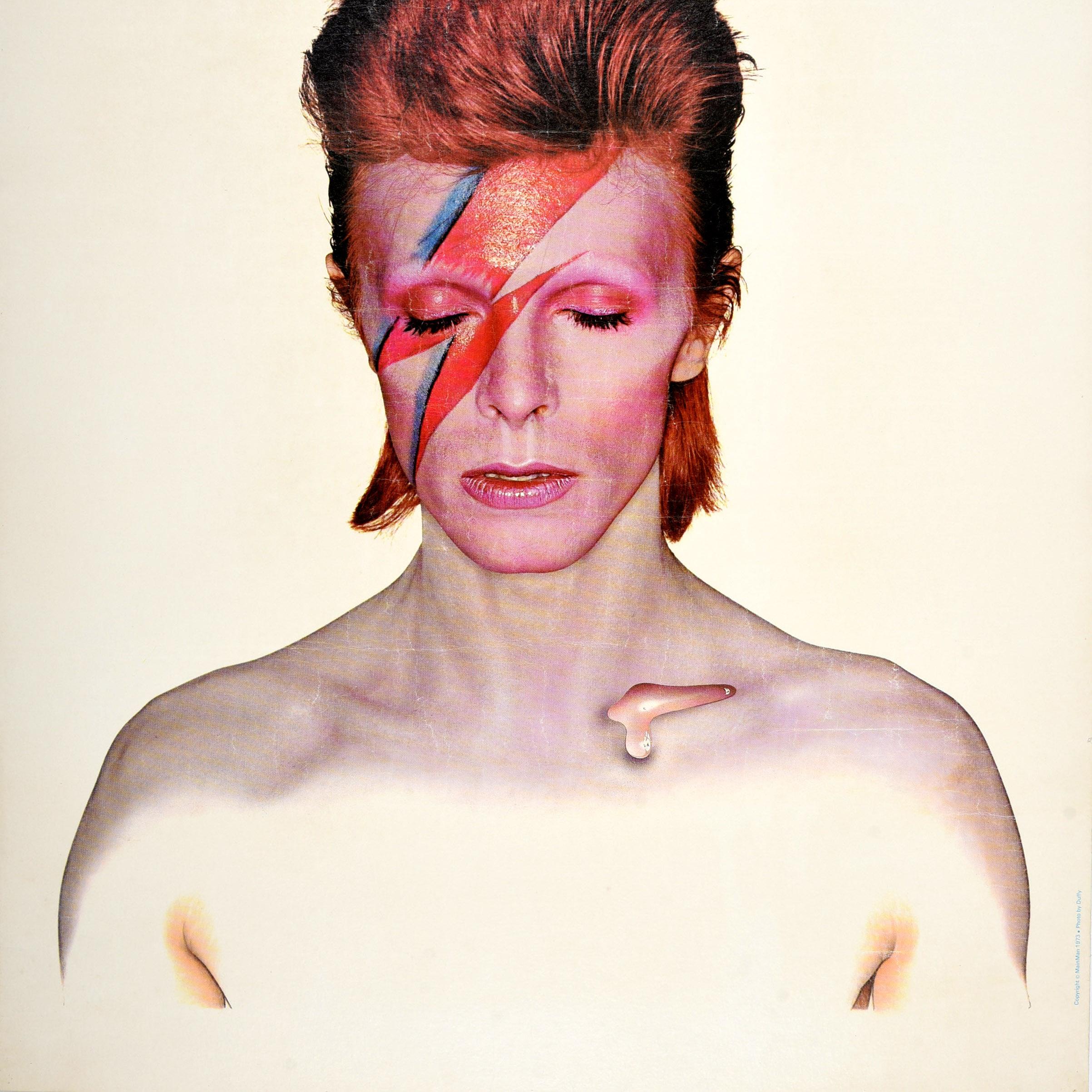 Original Vintage Music Advertising Poster David Bowie Aladdin Sane Glam Rock Art 1