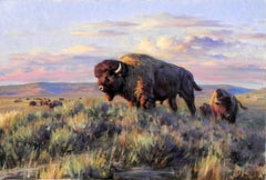"Looking West", Brian Grimm, Oil on Canvas, 30x40 in, Buffalo, Western Landscape