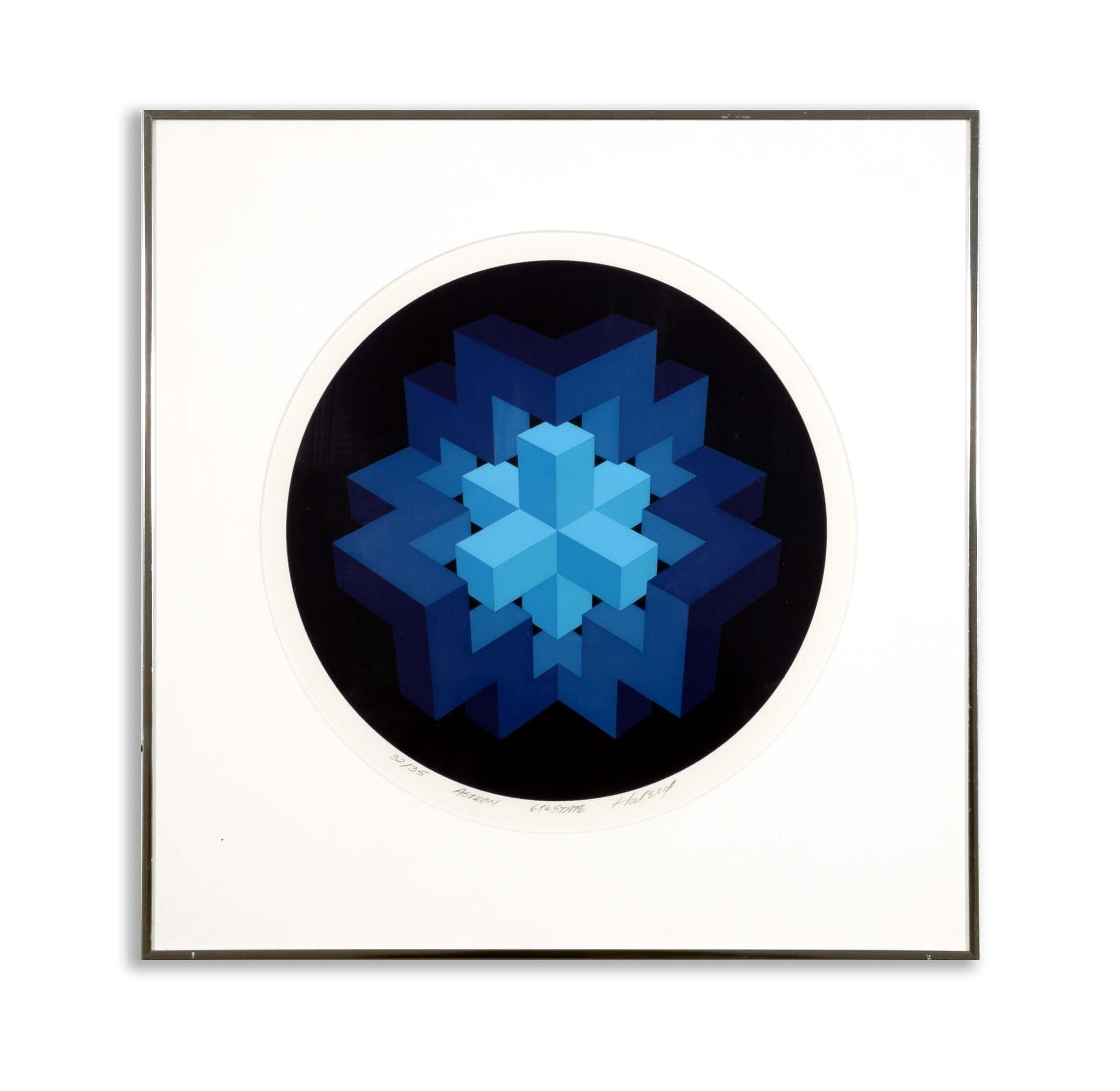 Brian Halsey Astron 6th State Signierte Op Art Serigraphie 32/35 Gerahmt 1978 (Moderne) im Angebot