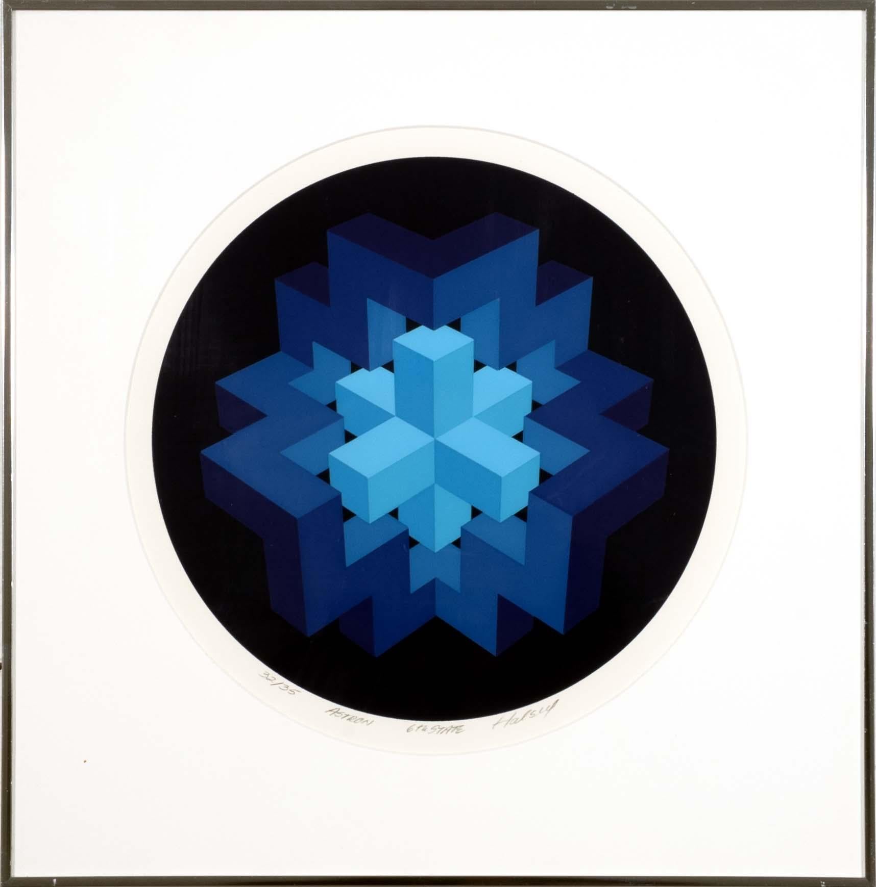 Brian Halsey Astron 6th State Signierte Op Art Serigraphie 32/35 Gerahmt 1978 (amerikanisch) im Angebot