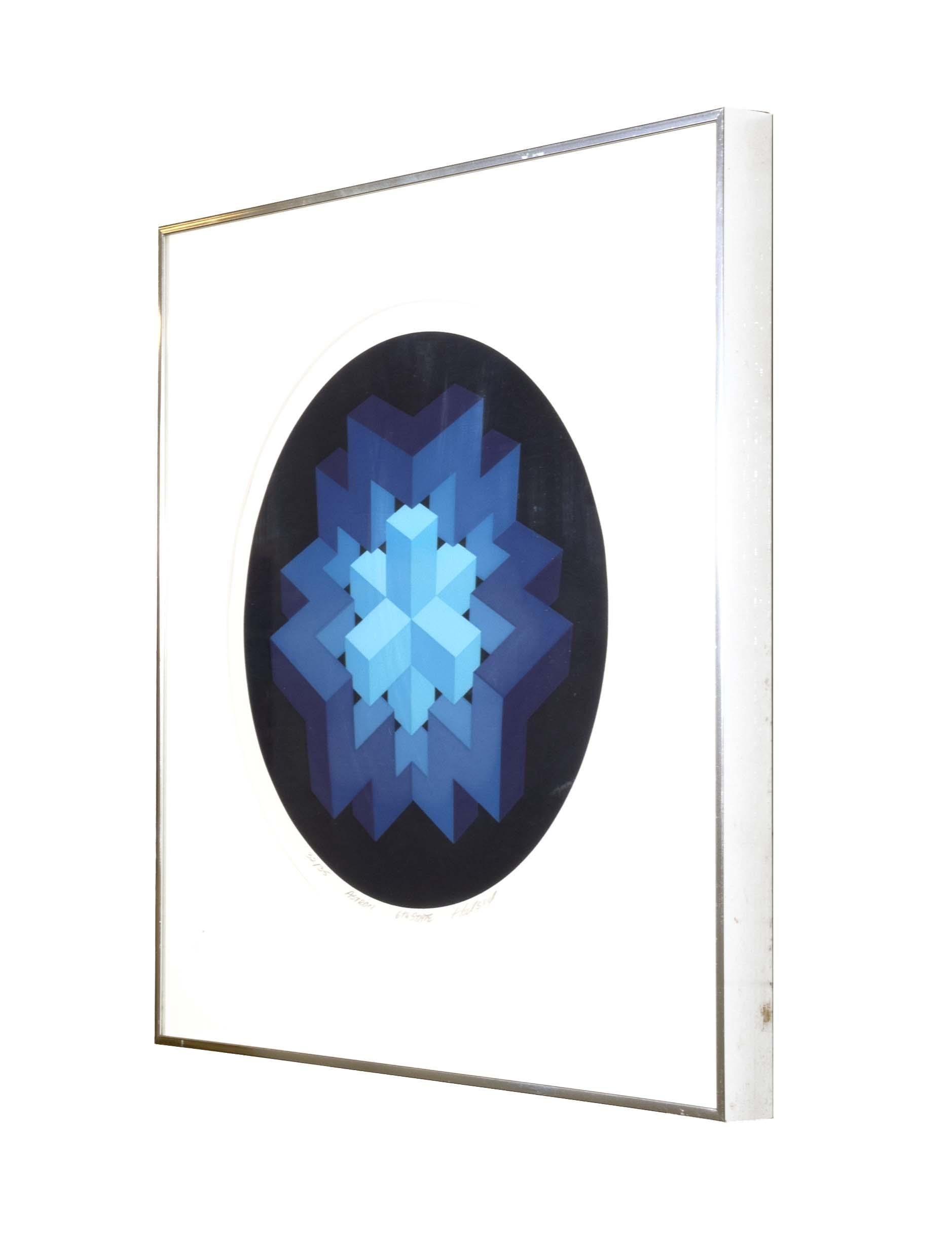 Brian Halsey Astron 6th State Signierte Op Art Serigraphie 32/35 Gerahmt 1978 (Ende des 20. Jahrhunderts) im Angebot