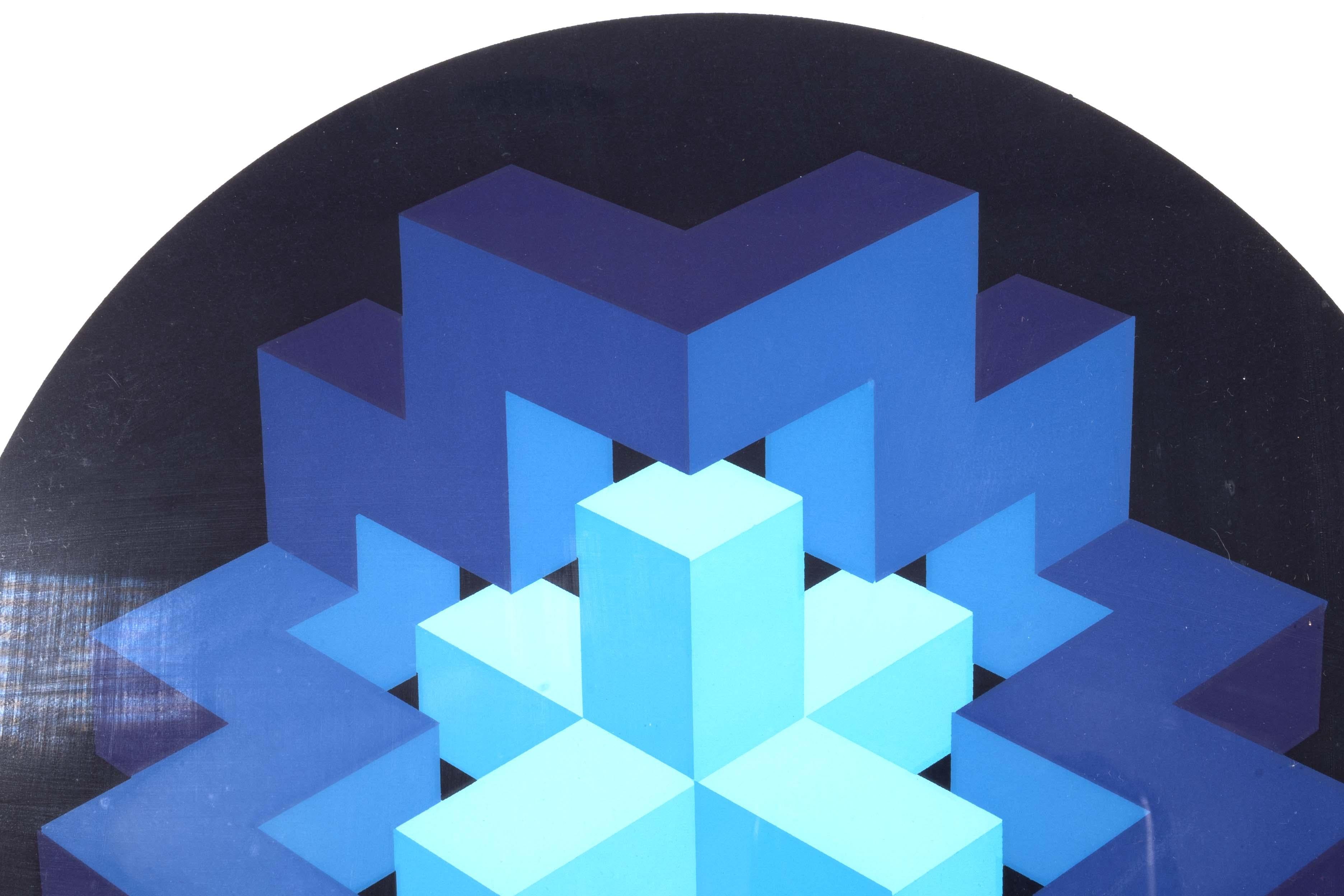 Brian Halsey Astron 6th State Signierte Op Art Serigraphie 32/35 Gerahmt 1978 im Angebot 1