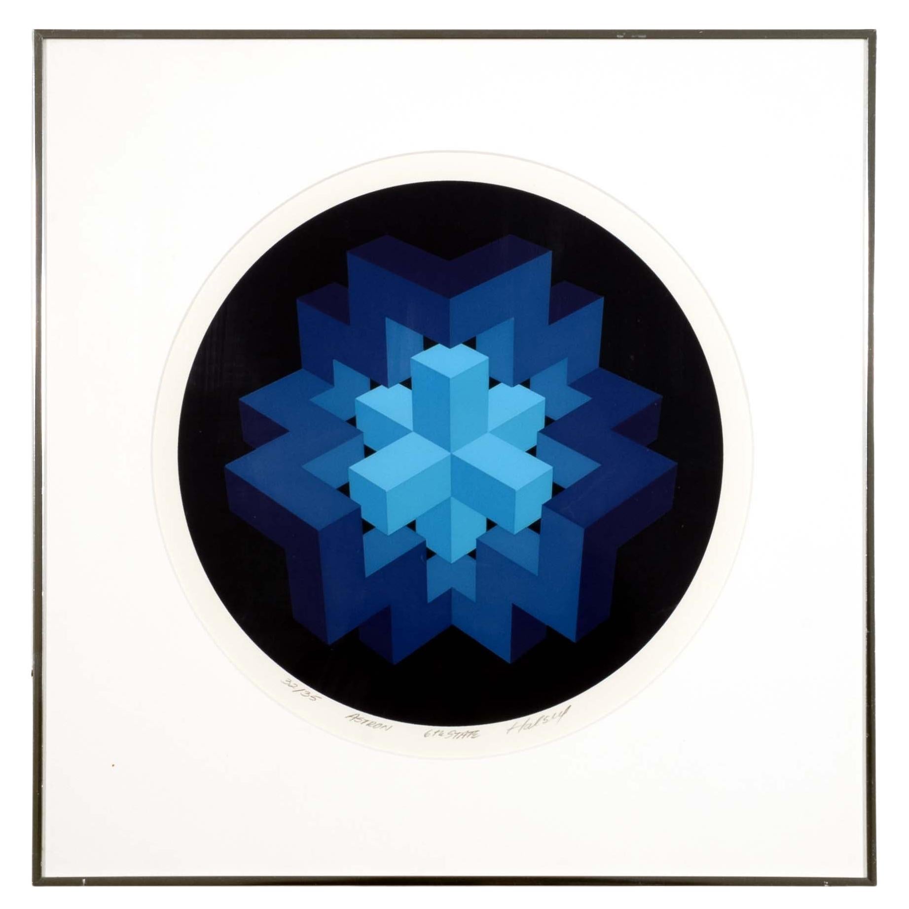 Brian Halsey Astron 6th State Signed Op Art Serigraph 32/35 Framed 1978
