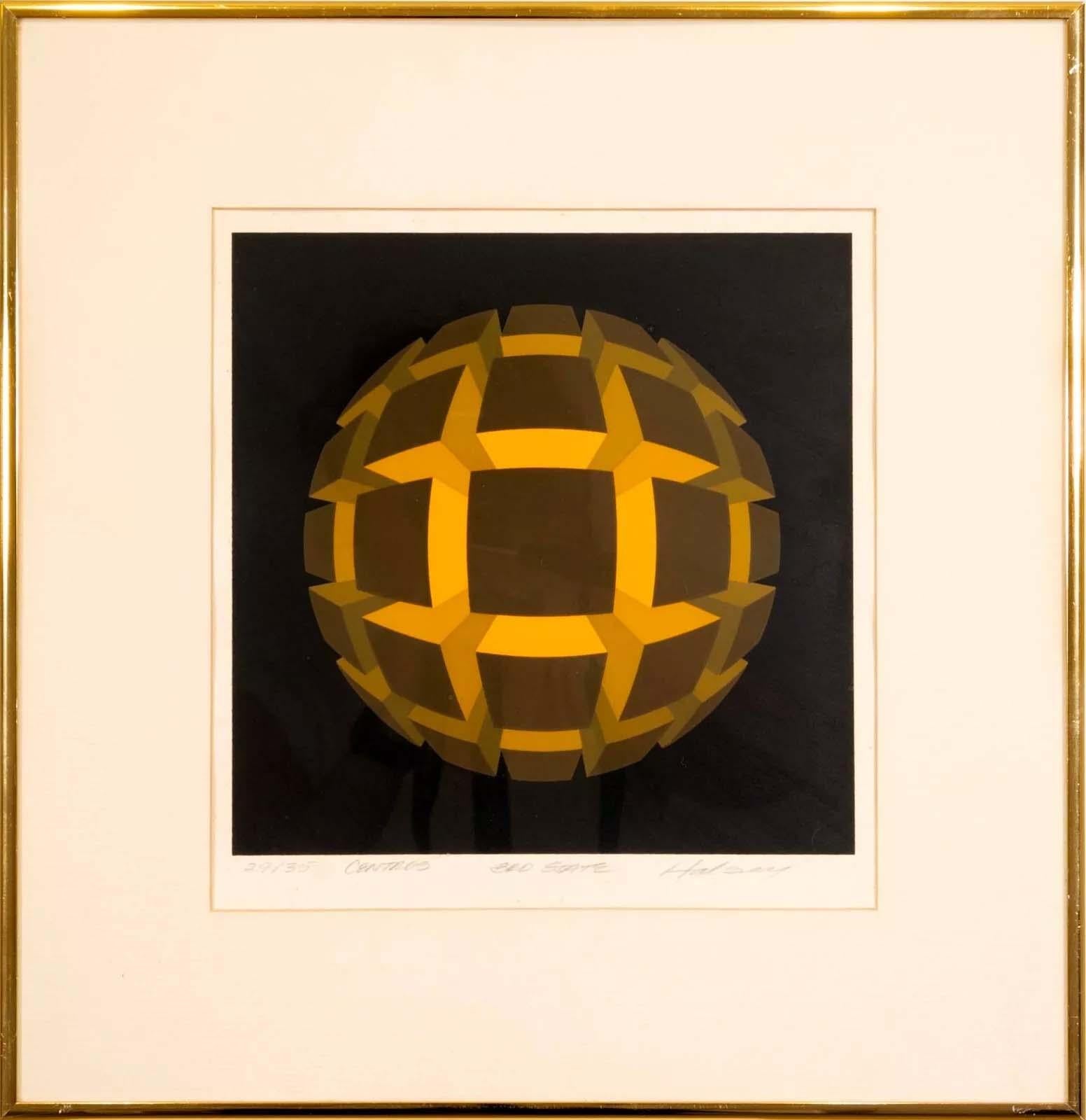 Sérigraphie moderne d'op art sur papier intitulée 