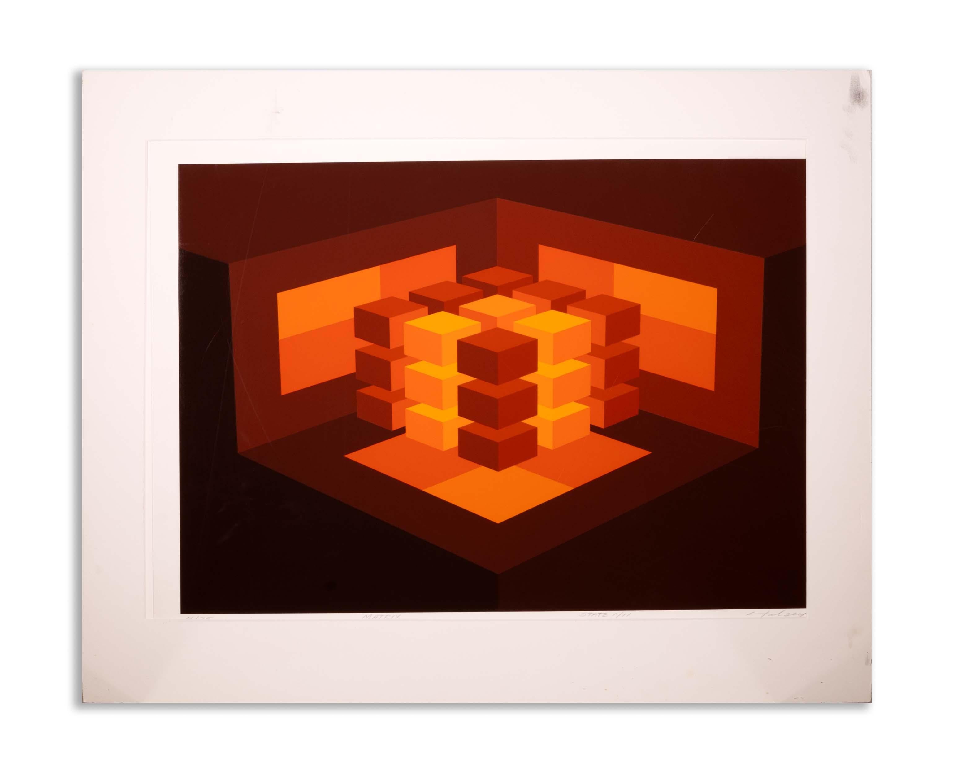 Eine moderne opt art Serigraphie auf Papier mit dem Titel 
