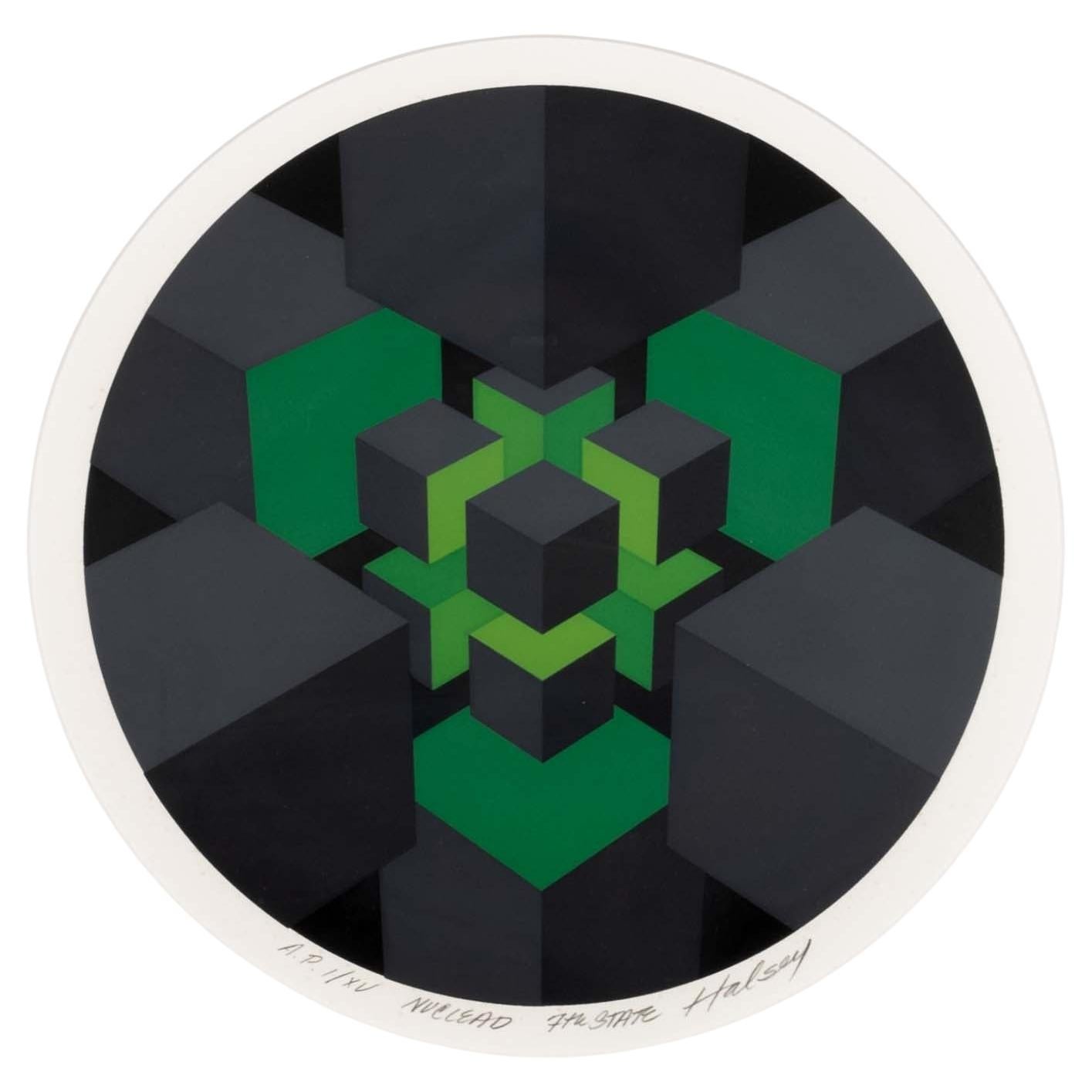 Eine moderne Op-Art-Serigrafie auf Papier mit dem Titel 