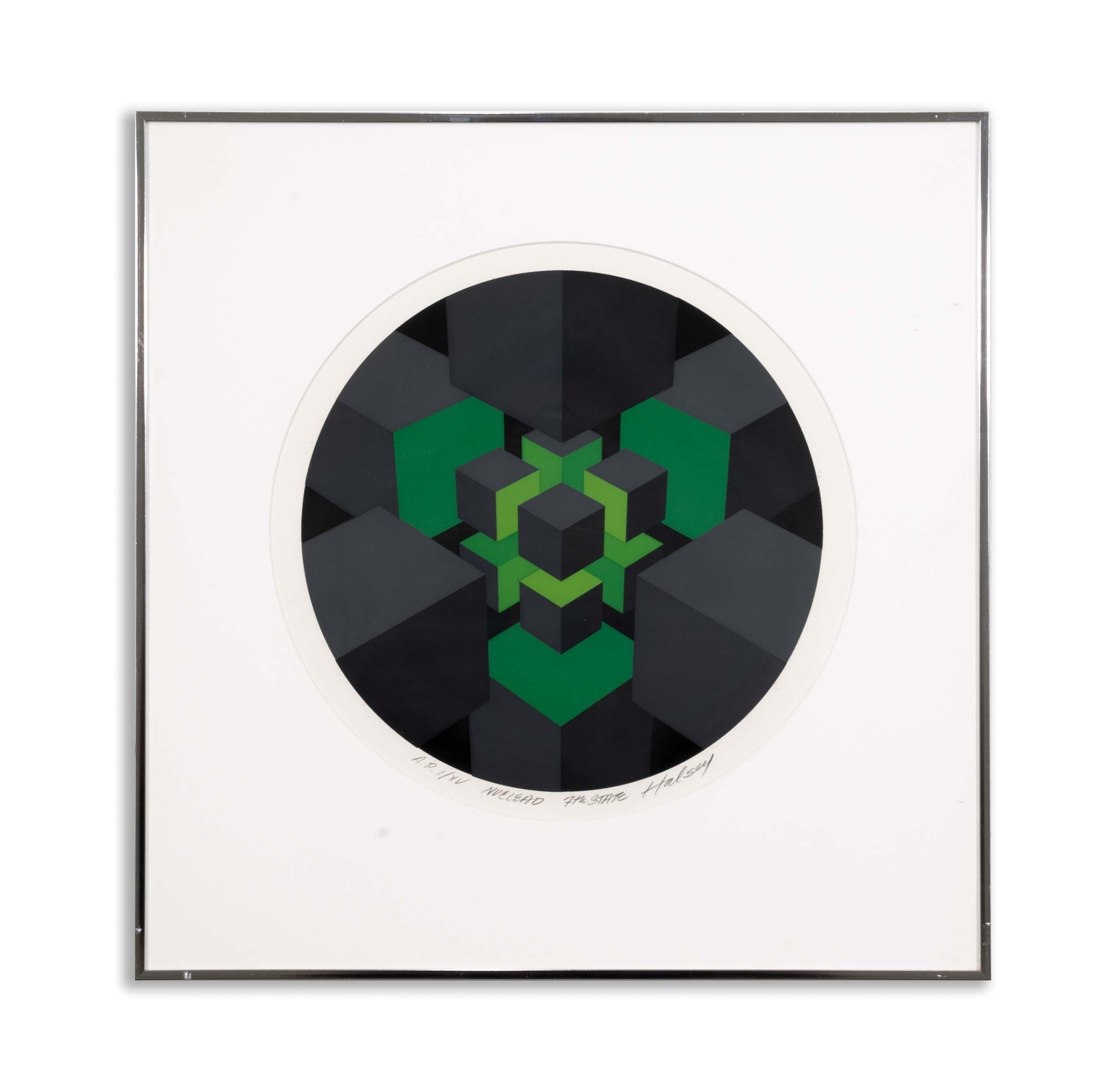 Brian Halsey Nuclead 7th State Signierte Op-Art- Serigraphie AP I/XV Gerahmt 1978 (Moderne) im Angebot