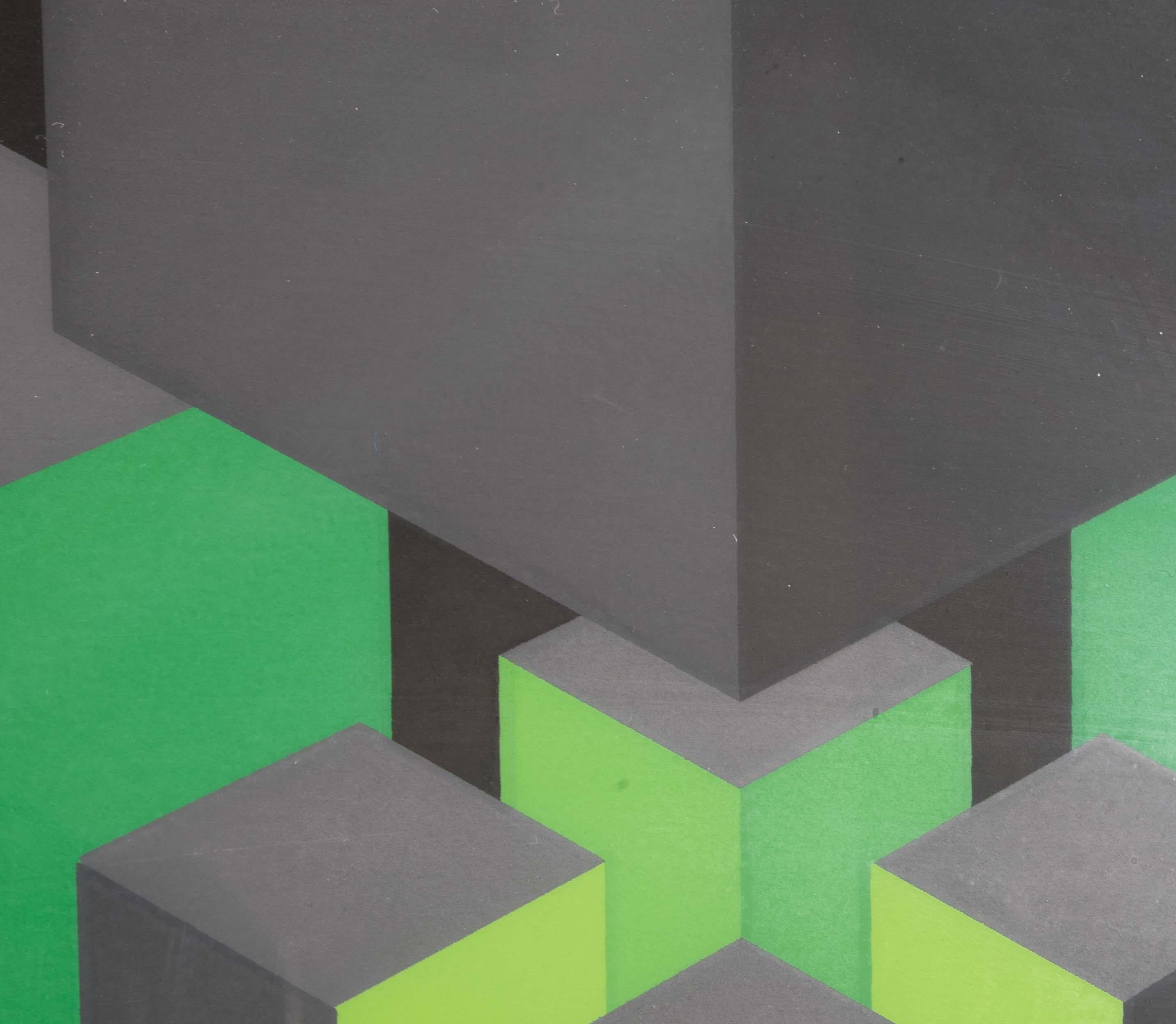 Brian Halsey Nuclead 7th State Signierte Op-Art- Serigraphie AP I/XV Gerahmt 1978 im Angebot 1