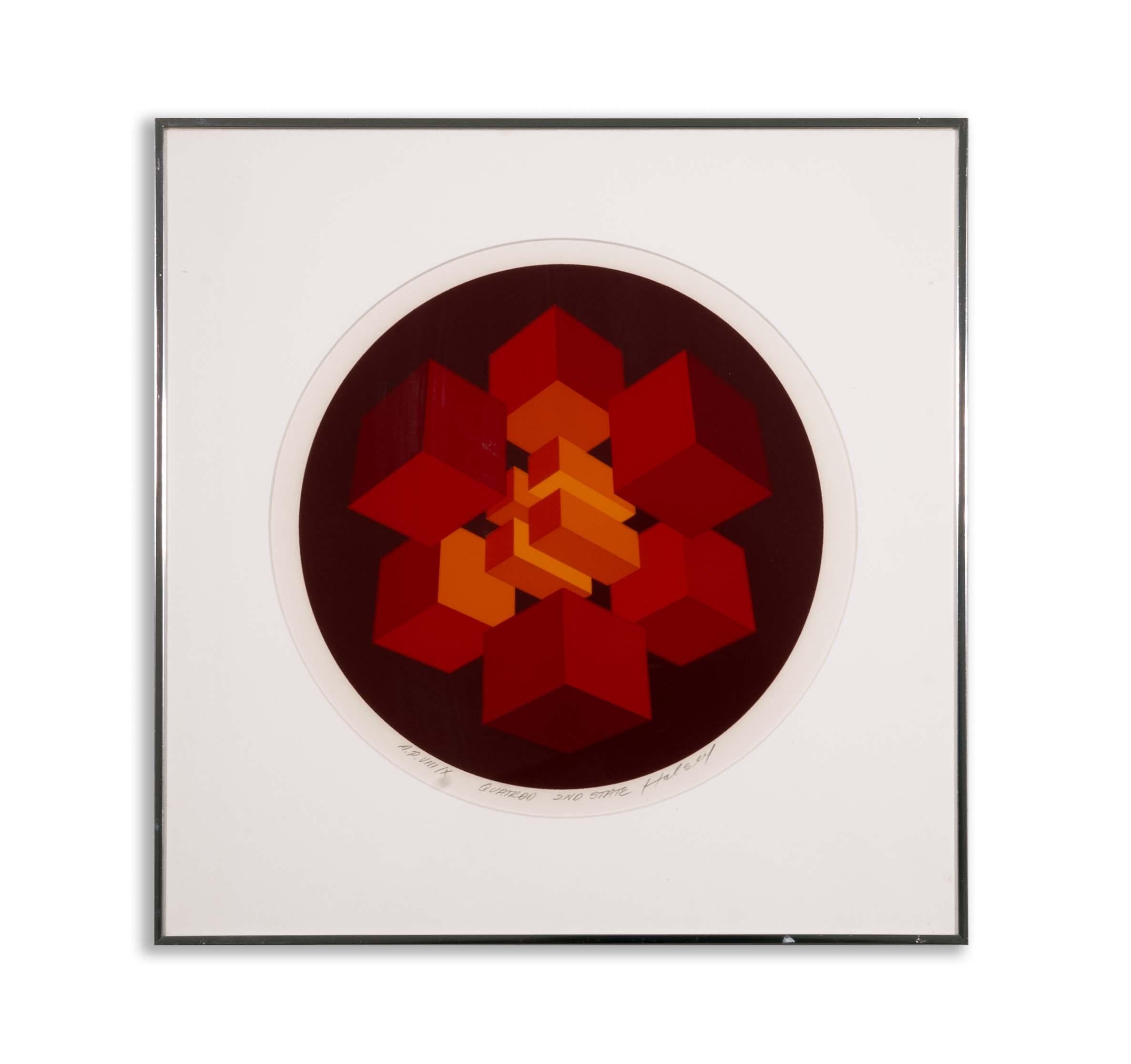 Brian Halsey Quatrao 2nd State Signierte Op-Art- Serigraphie AP VIII/X Gerahmt 1978 (Moderne) im Angebot