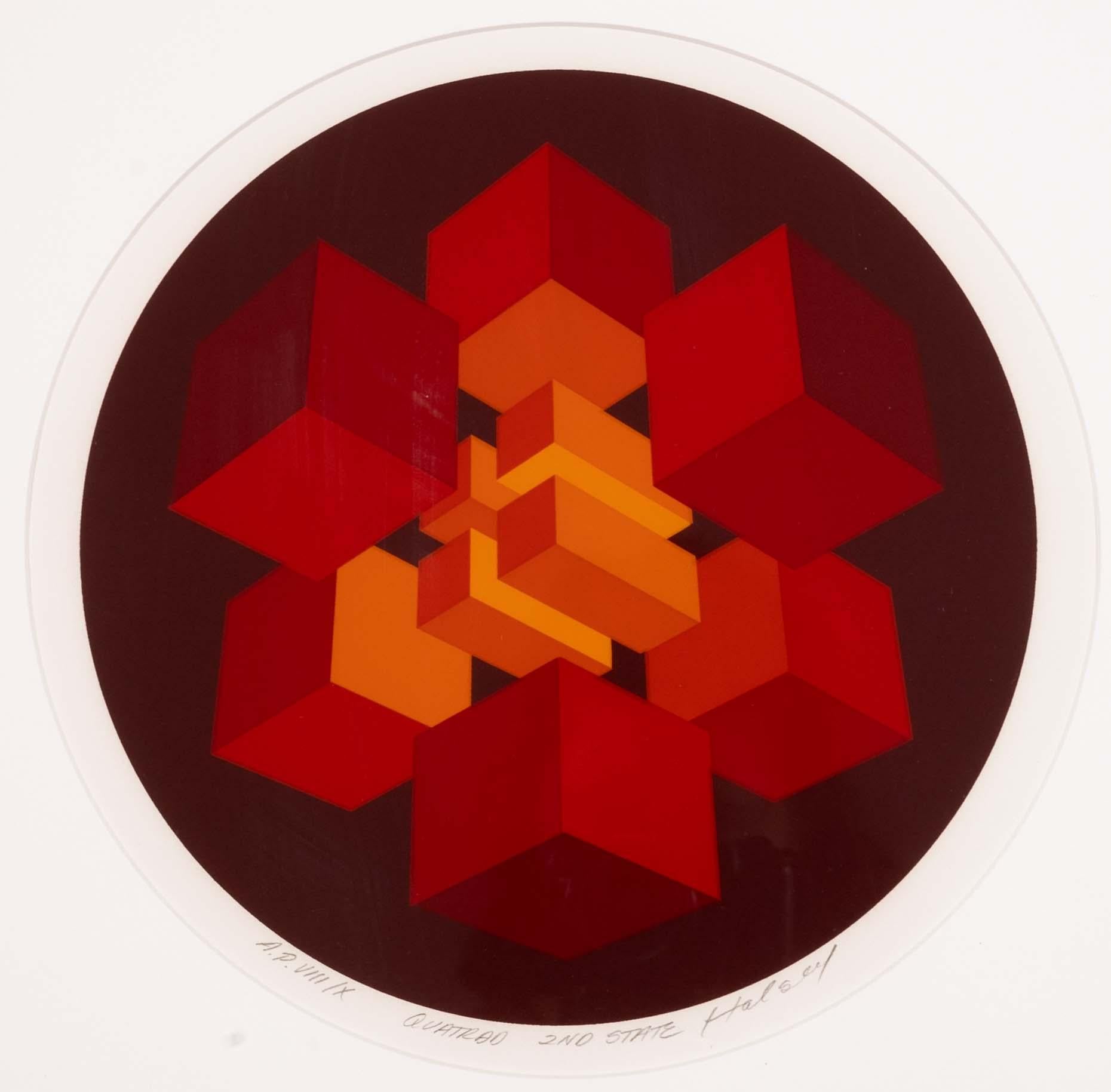 Brian Halsey Quatrao 2nd State Signierte Op-Art- Serigraphie AP VIII/X Gerahmt 1978 (amerikanisch) im Angebot