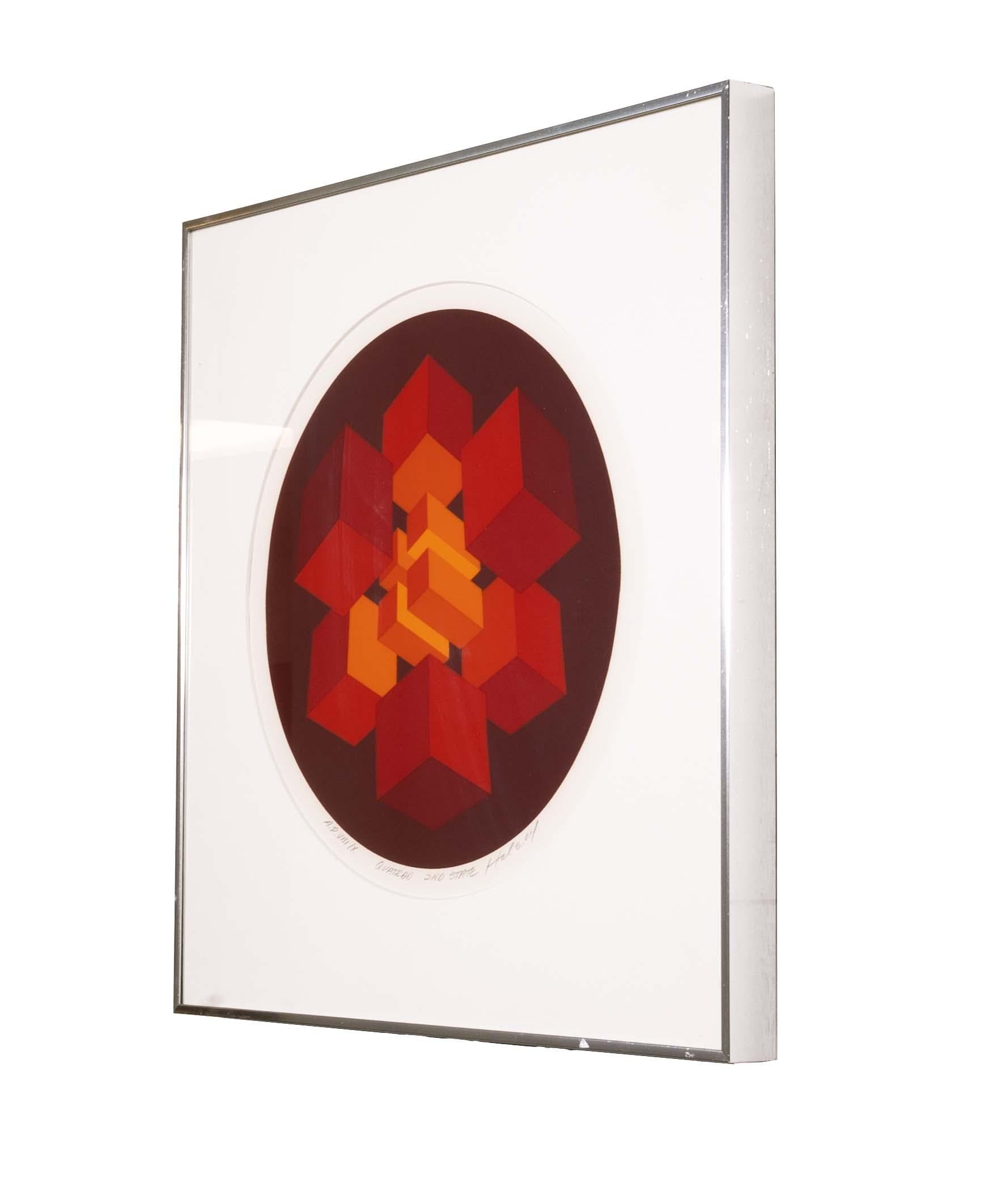 Brian Halsey Quatrao 2nd State Signierte Op-Art- Serigraphie AP VIII/X Gerahmt 1978 im Zustand „Gut“ im Angebot in Keego Harbor, MI