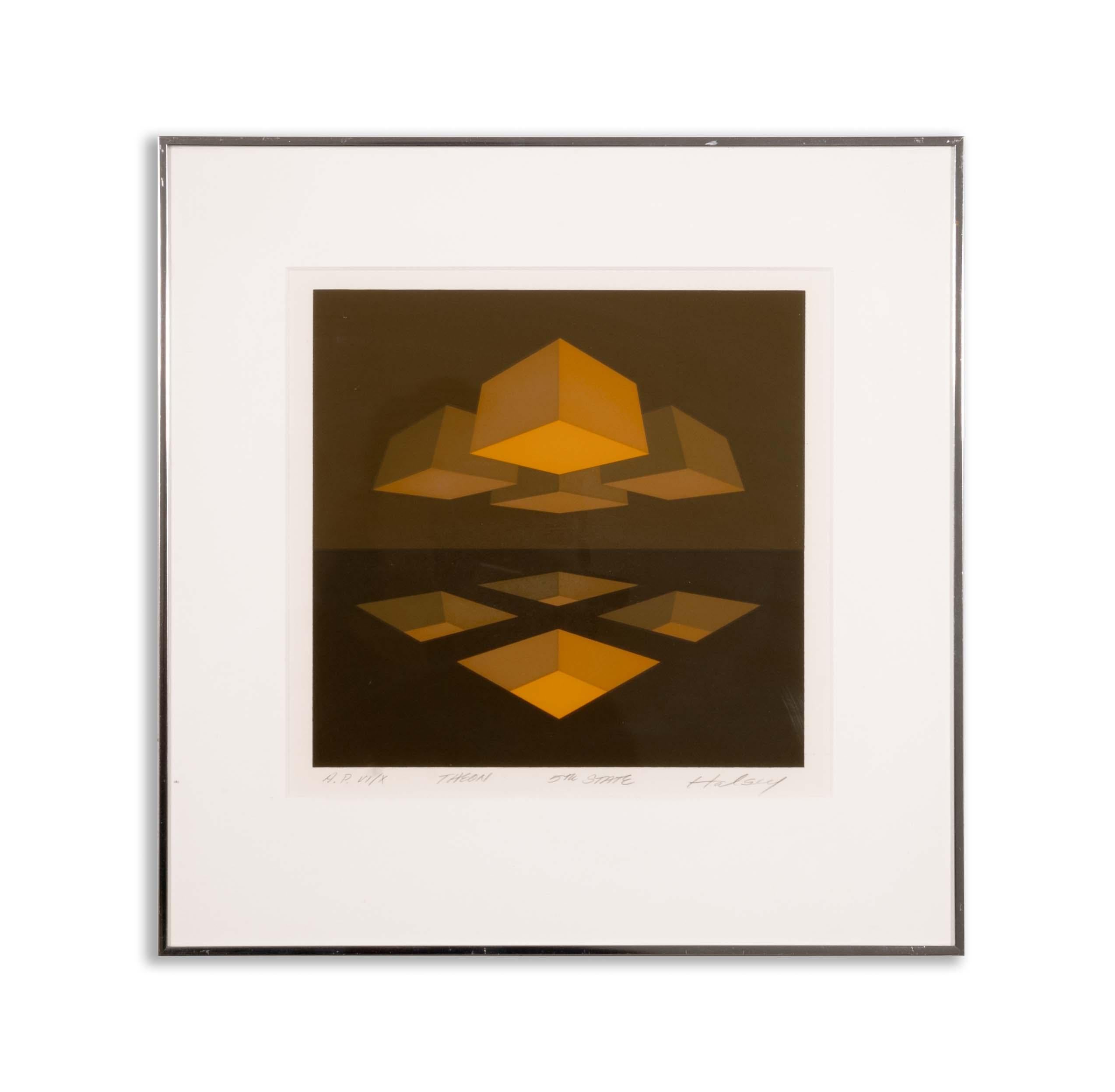 Eine moderne Op-Art-Serigrafie auf Papier mit dem Titel 