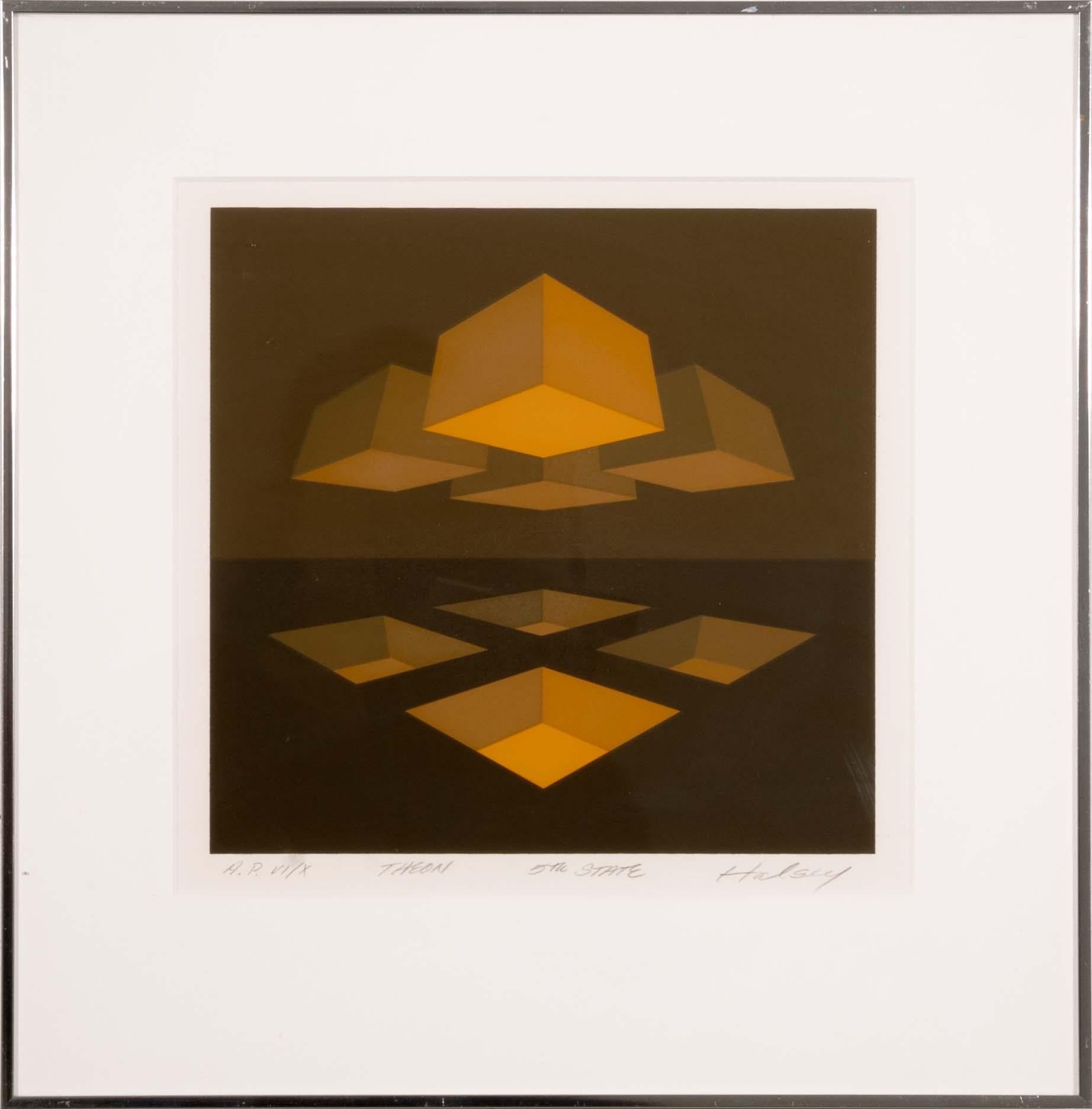 Brian Halsey Theon 5th State Signierte Op-Art- Serigraphie AP VI/X Gerahmt 1978 (Moderne) im Angebot