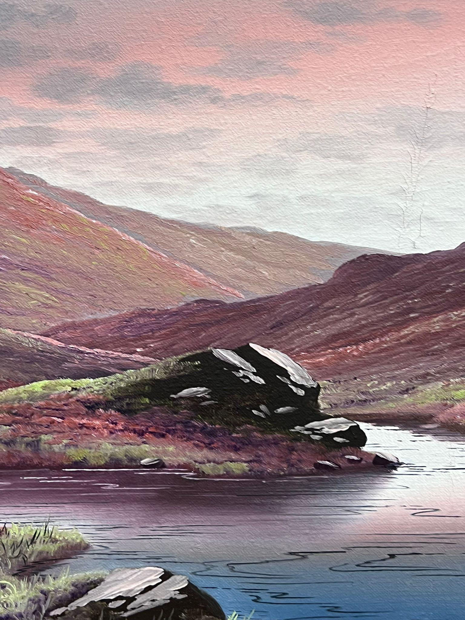 Scottish Highlands Sunset Atmospheric Sky River Landscape Signed British Oil  For Sale 3