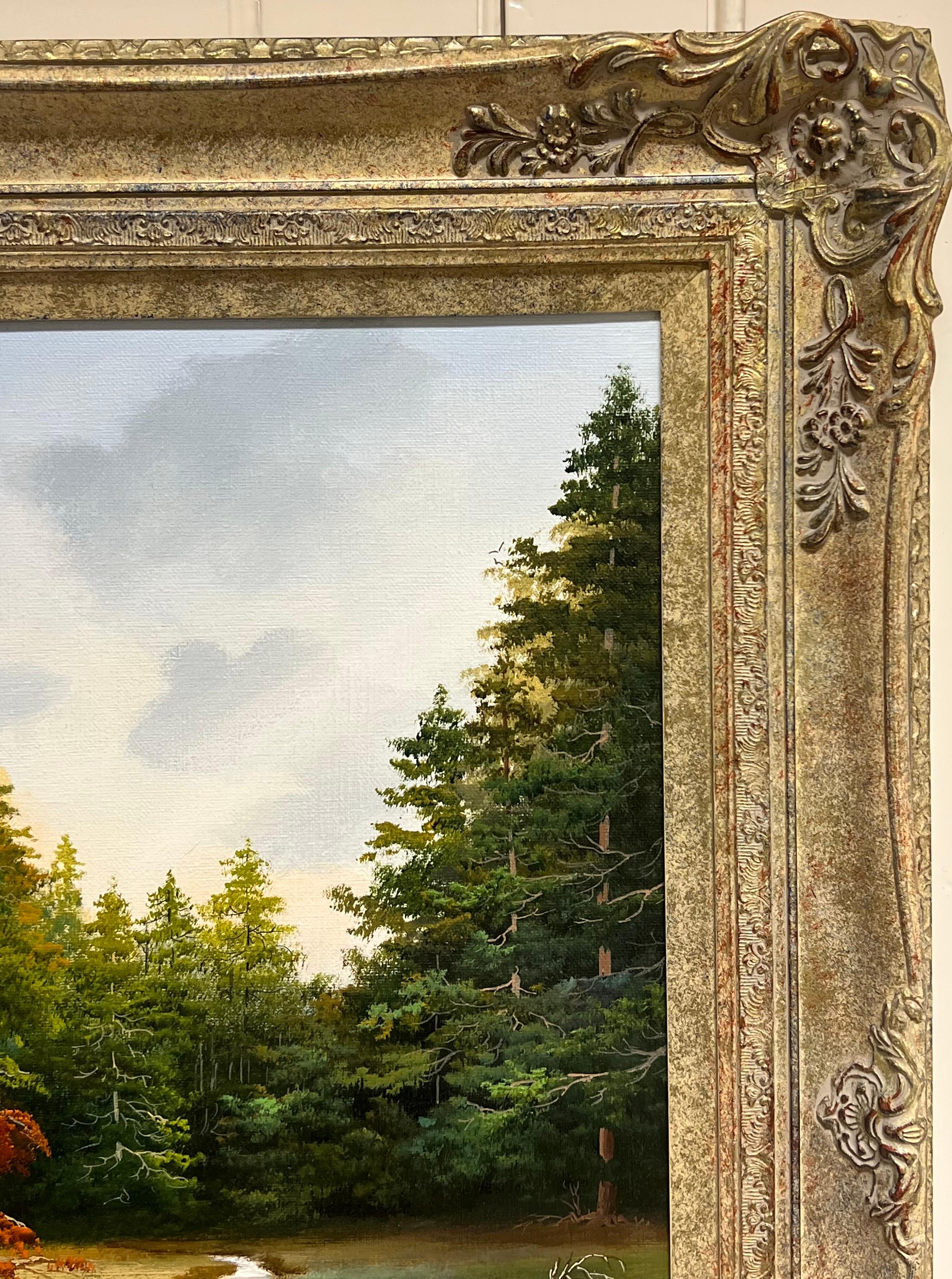 Großes britisches Ölgemälde Wildpferde in Dartmoor Waldlandschaft, signiert im Angebot 6