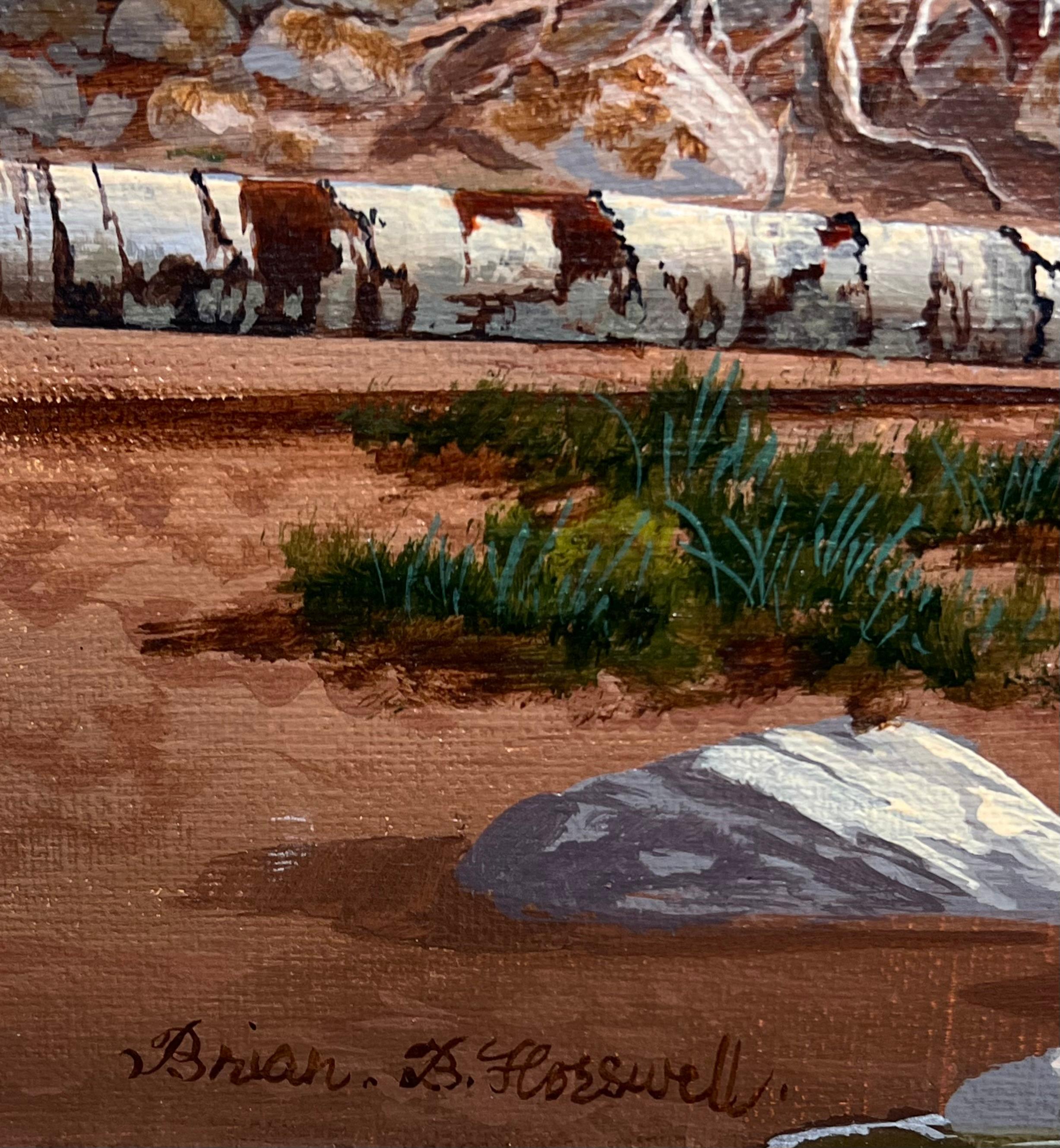 Großes britisches Ölgemälde Wildpferde in Dartmoor Waldlandschaft, signiert im Angebot 7