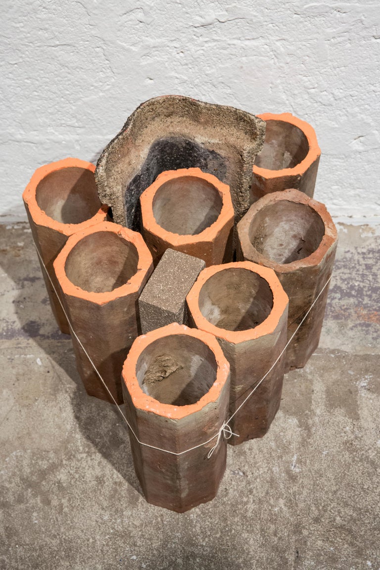 CINCHES (Ceramic Octo) - Reductive Minimalist Industrial Sculpture, Terracotta  For Sale 4