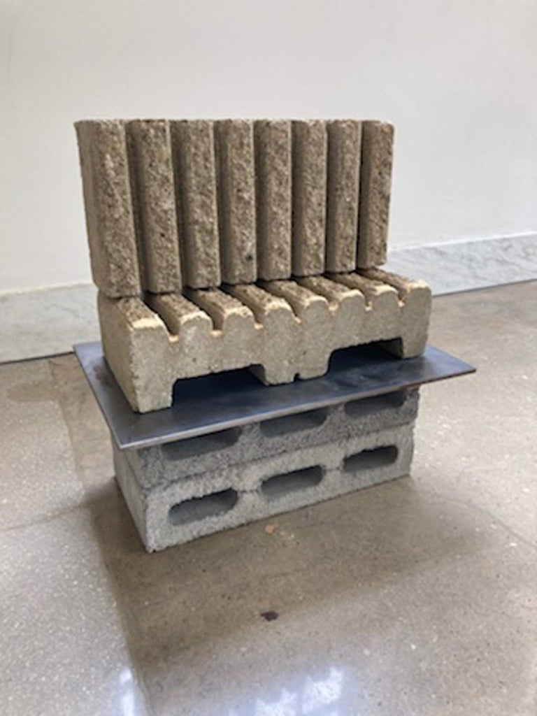 ON THE HUSTINGS (PHASES) - Concrete industrial sculpture diptych - Sculpture by Brian Jobe