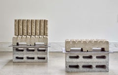ON THE HUSTINGS (PHASES) - Concrete industrial sculpture diptych