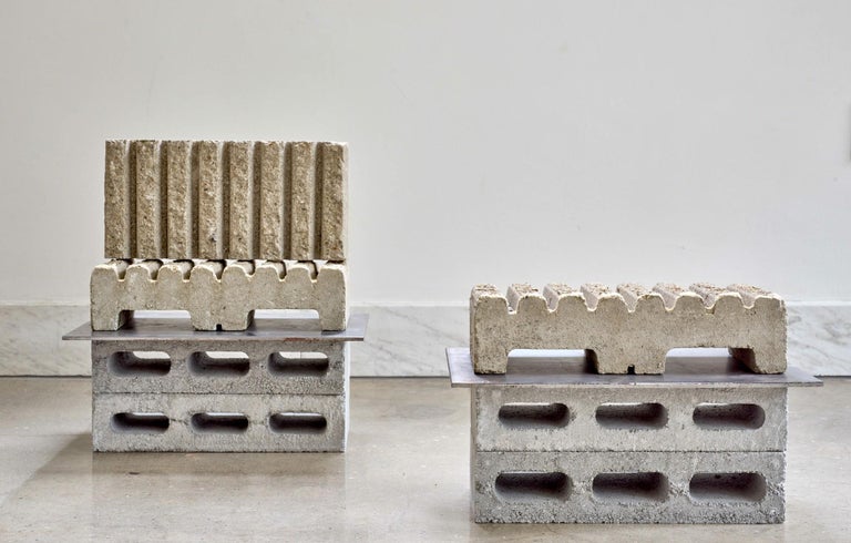 Brian Jobe Abstract Sculpture - ON THE HUSTINGS (PHASES) - Concrete industrial sculpture diptych