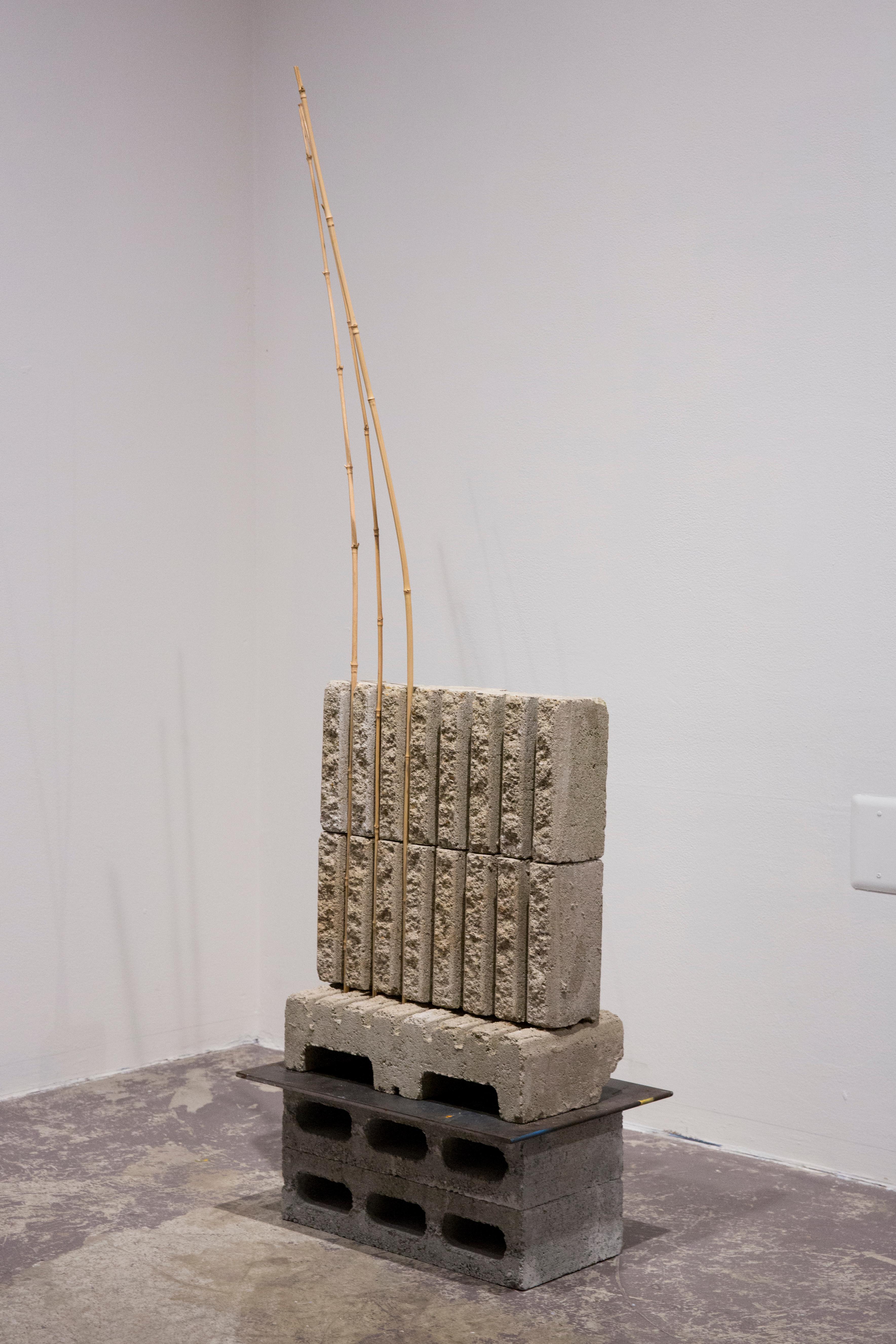 ON THE HUSTINGS (RISE) - Concrete Industrial Sculpture with Bamboo For Sale 1