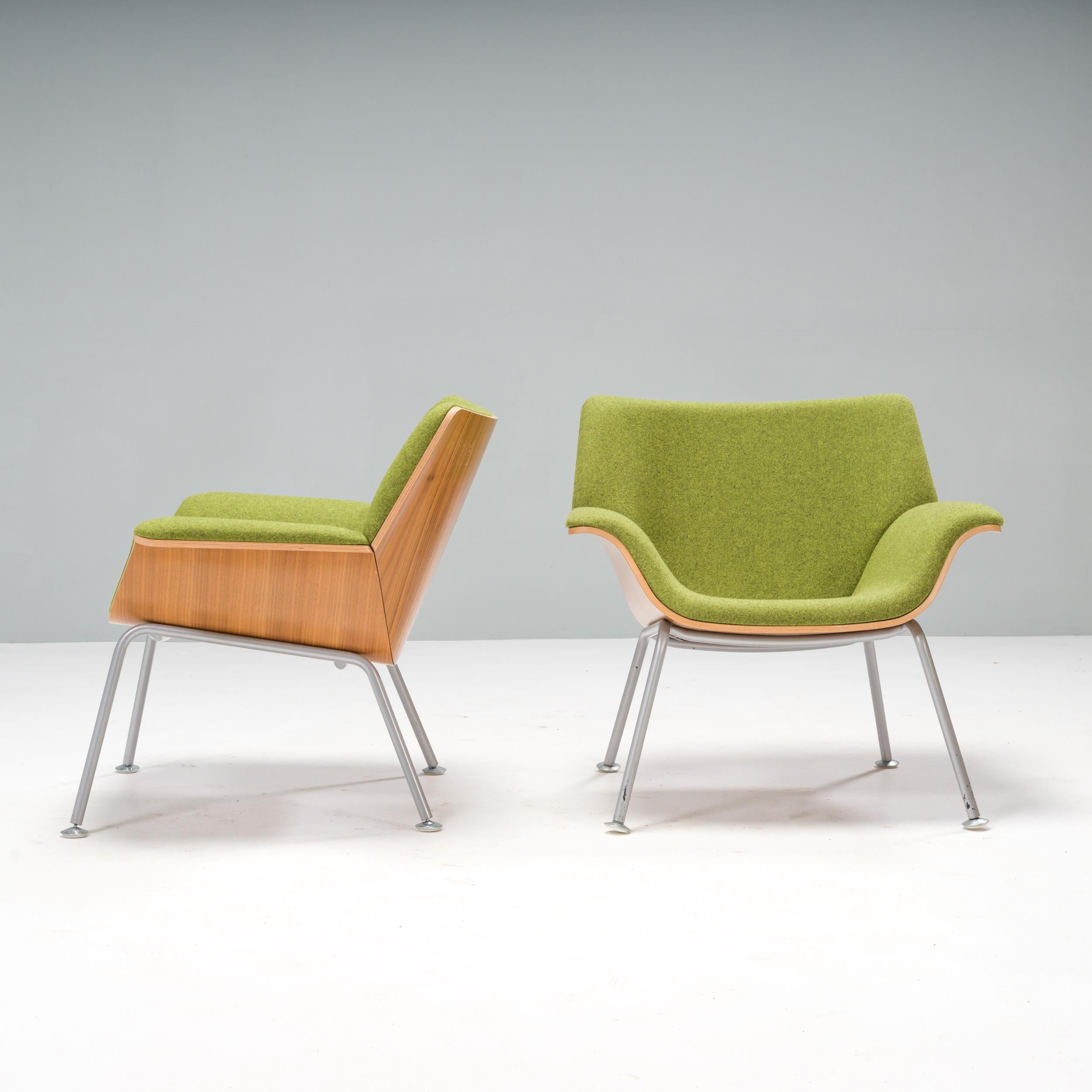 Designed by Brian Kane for Herman Miller, the Swoop furniture collection came from the designer’s observations while teaching students at the California College of Art.

Taking its name from the sweeping curves of the silhouette, the Swoop chair