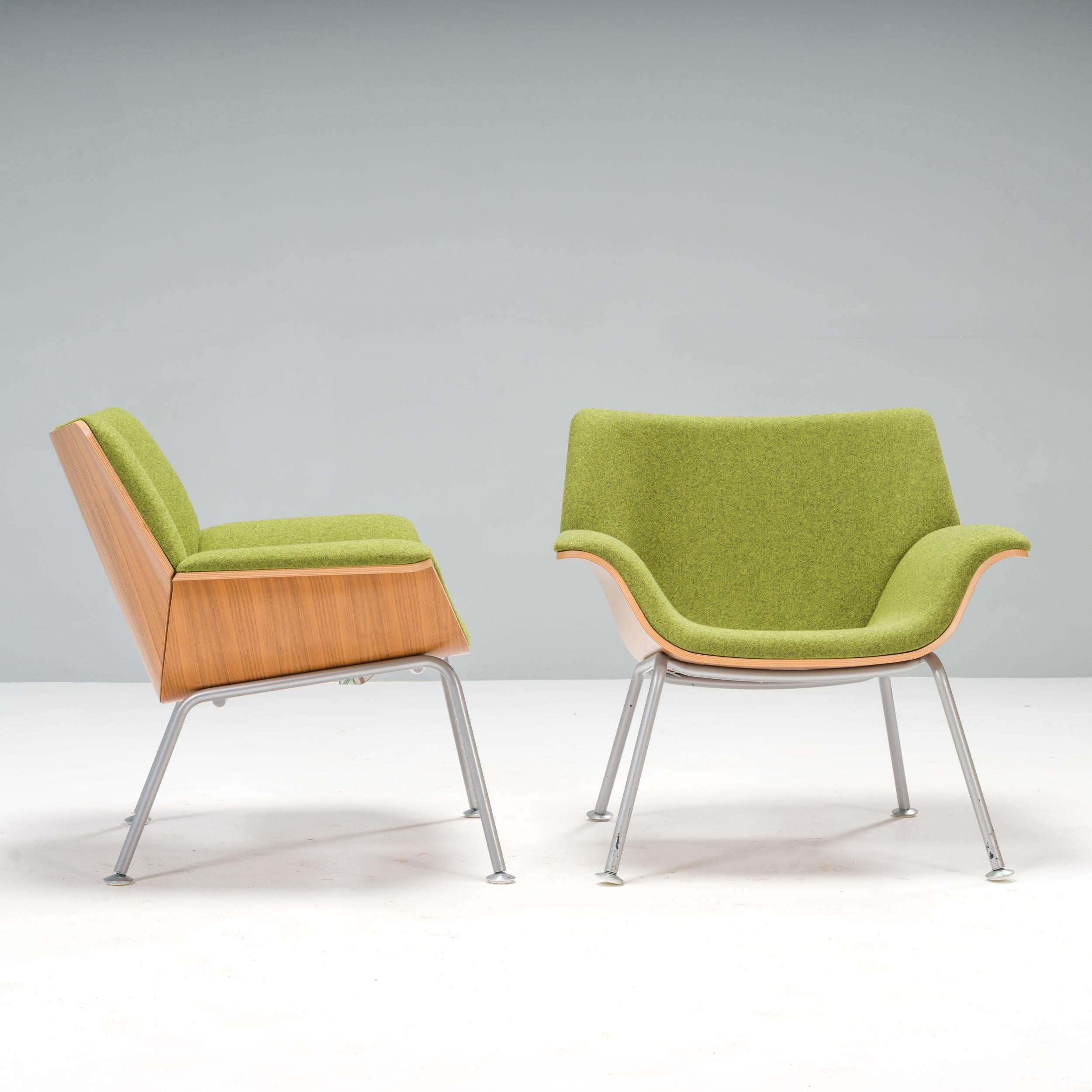 Modern Brian Kane for Herman Miller Green Swoop Plywood Armchairs, Set of 2