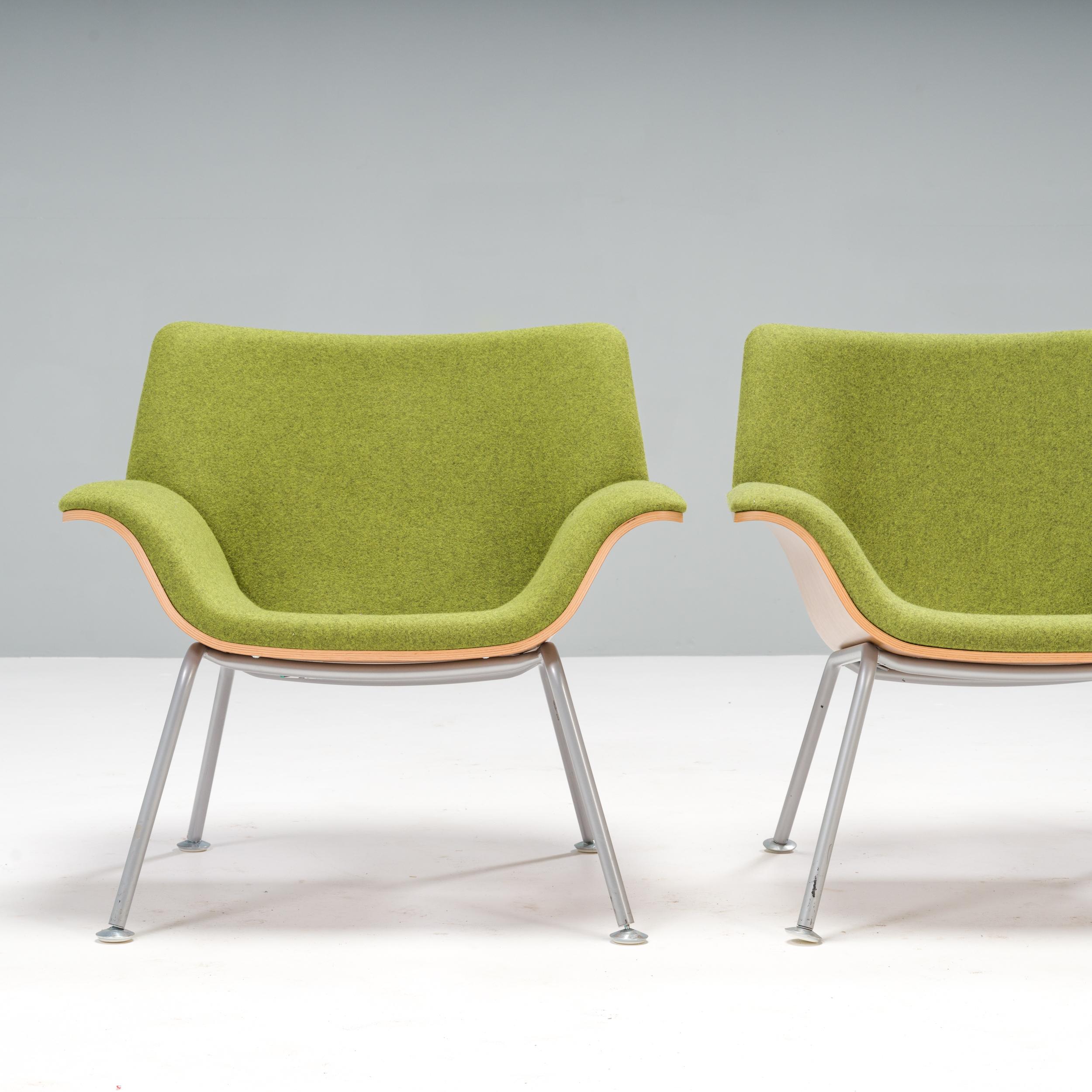 Brian Kane for Herman Miller Green Swoop Plywood Armchairs, Set of 2 In Good Condition In London, GB