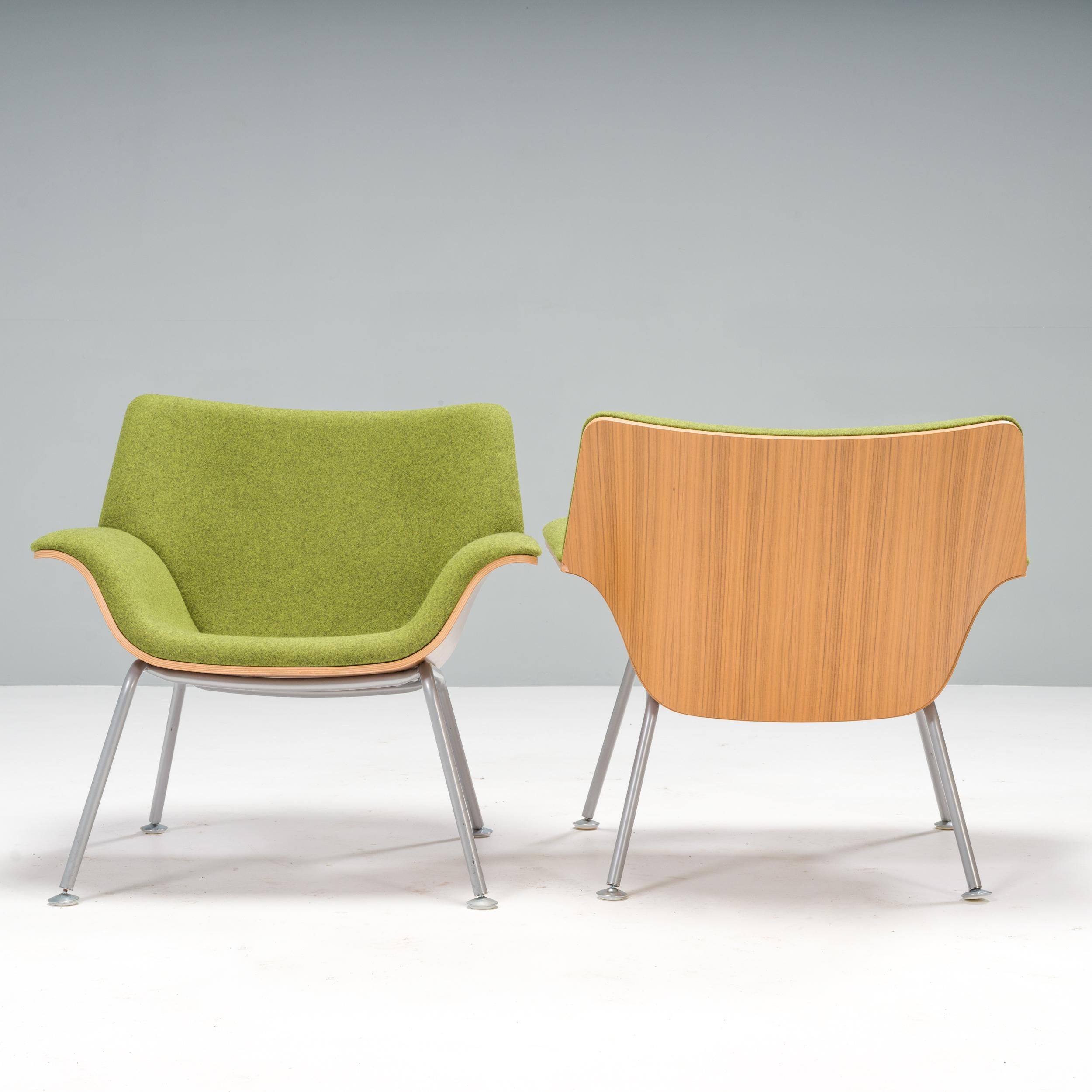 XXIe siècle et contemporain Fauteuils Herman Miller en contreplaqué vert Swoop de Brian Kane, ensemble de deux pièces en vente