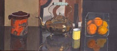 Scottish 20th Century oil painting by Brian Kenny of teapot, oranges and lemons
