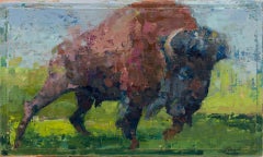 « Butterfly Kisses for You #4 » - Peinture d'animal à l'huile sur lin