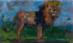 "Butterfly Kisses for You #6" - Oil on Linen Contemporary Lion Painting